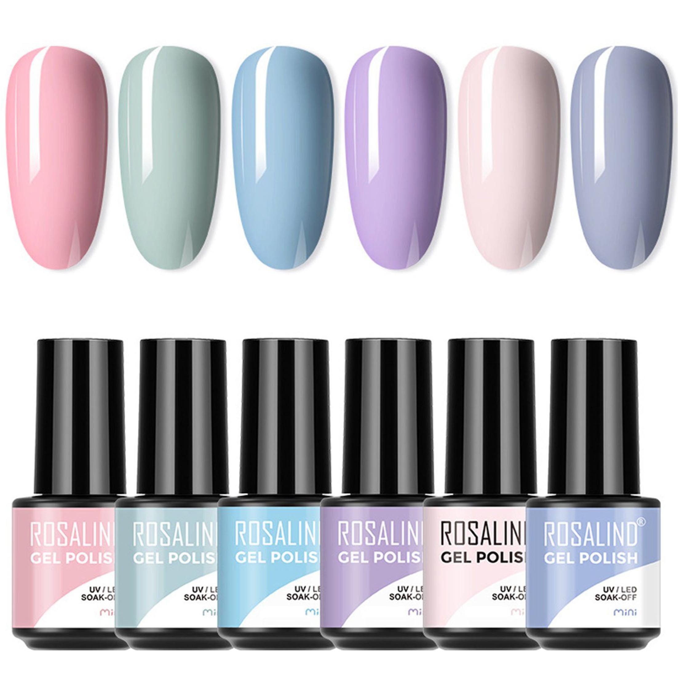 KINSI UV-Nagellack-Set 6 Farben Gel Nagellack Set,7 ml Nagelgel,Mehrfarbig UV Aushärtung, 6-tlg., UV nagellack für Anfänger DIY Nail Art, 7ml