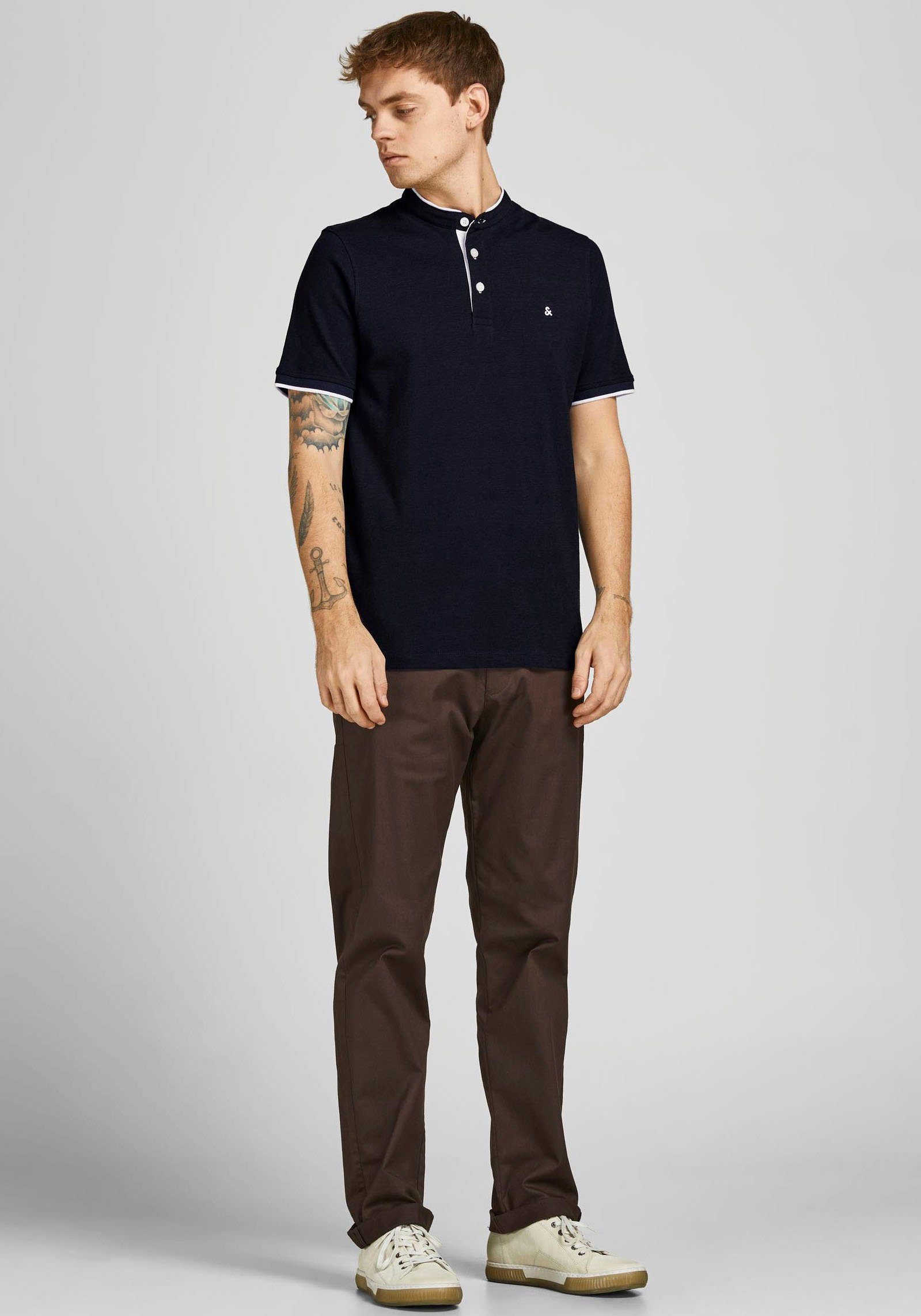 Jack & Jones Kurzarmshirt PAULOS MAO POLO mit kontrastfarbiger Kante am sch günstig online kaufen