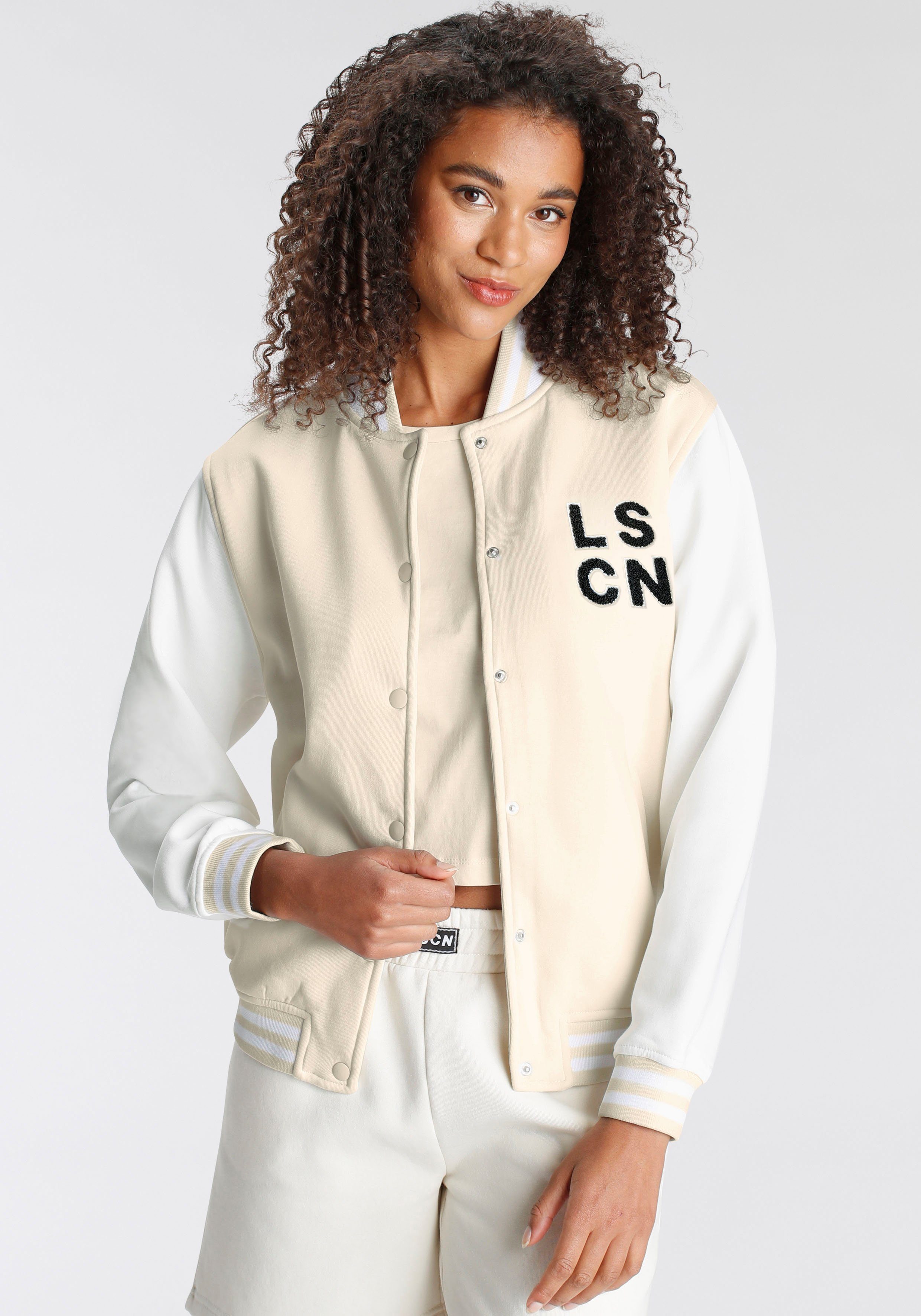 LSCN by LASCANA Sweatjacke im College Stil, Loungeanzug günstig online kaufen