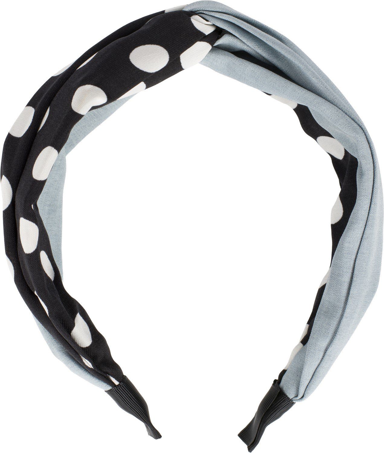 styleBREAKER Haarband, 1-tlg., Haarreif Twistknoten mit und Polka-Dots Grau-Schwarz-Weiß