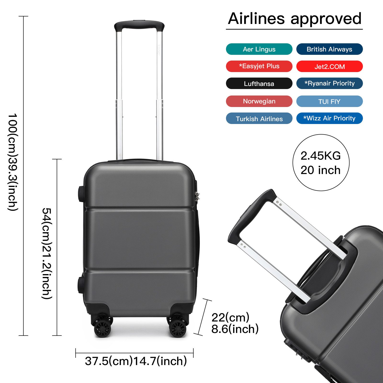 KONO Trolleyset 4 Rollen, (3 tlg), günstig online kaufen