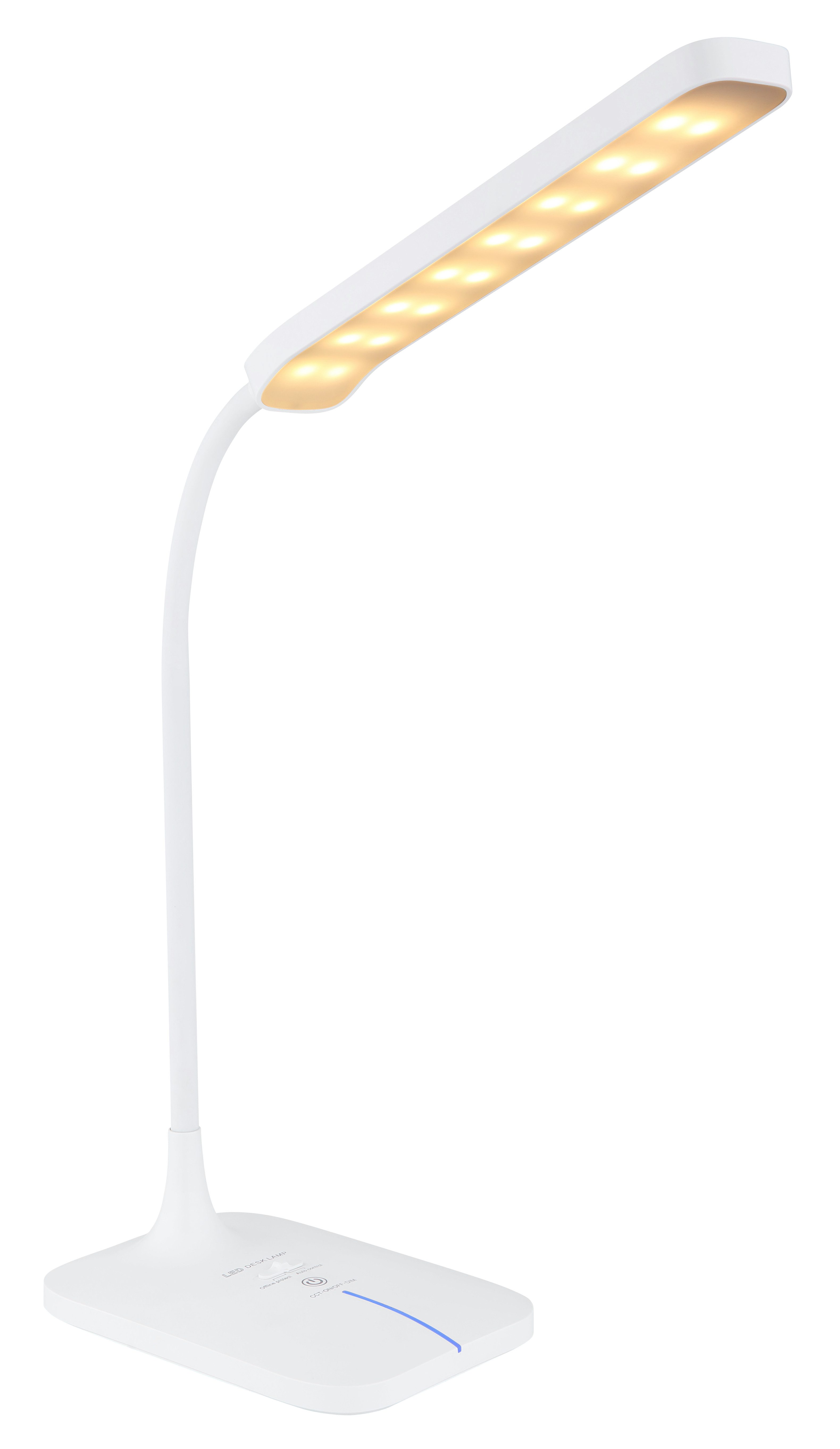 GLOBO LIGHTING Tischleuchte URANO, LED fest integriert, Tischleuchte Weiß, Opalglas, Touch dimmbar, Akku, Flexo, LED 4W