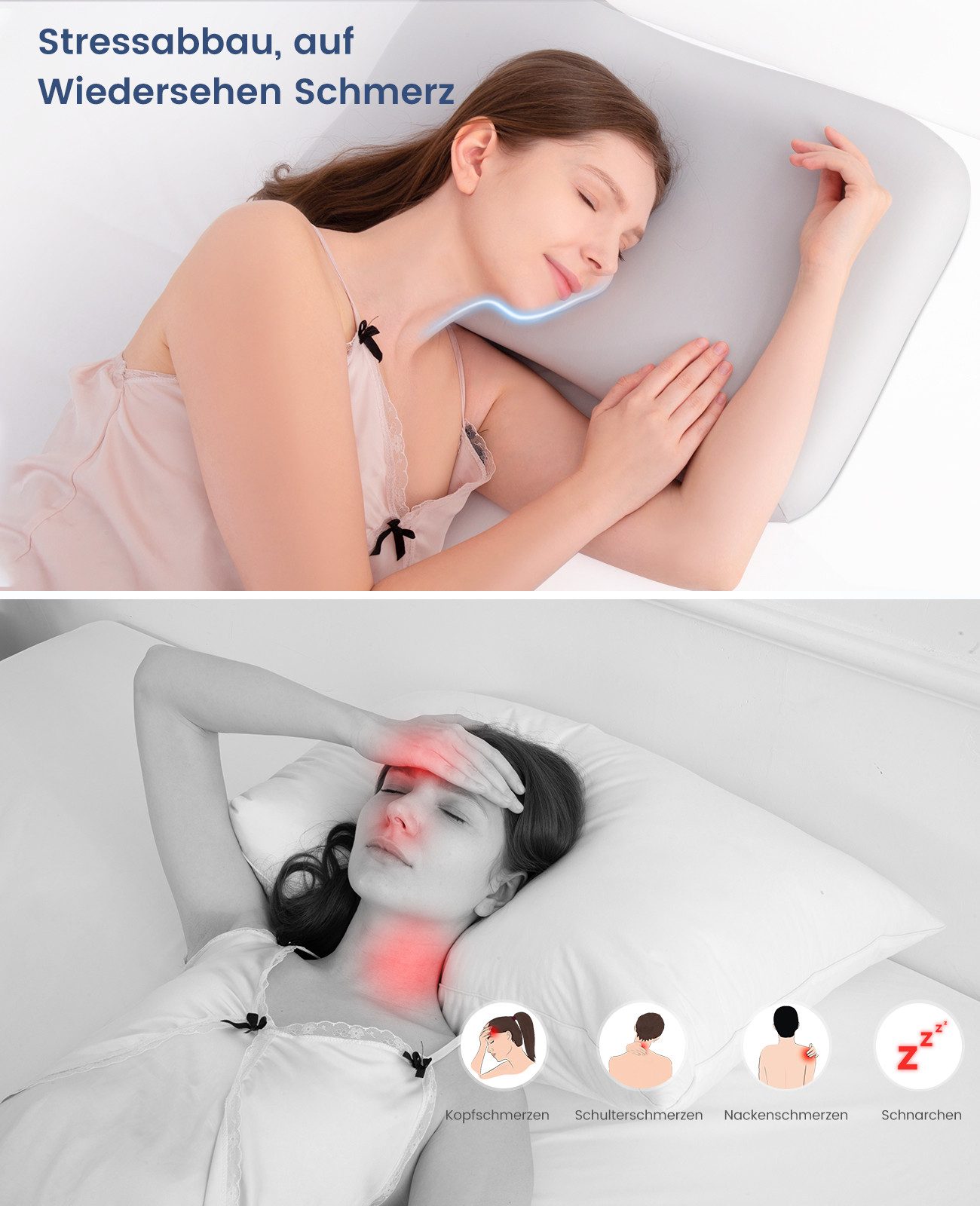 Elegear Nackenstützkissen Memory Foam Kissen Kopfkissen, Ergonomisches Orth günstig online kaufen