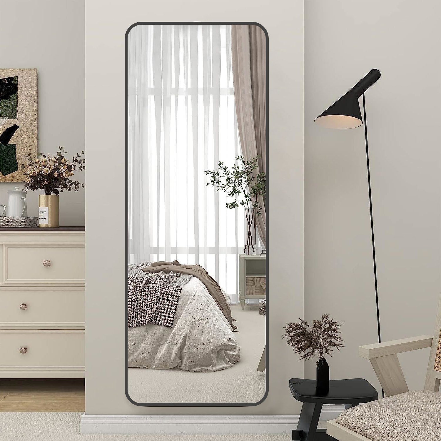 Boromal Ganzkörperspiegel 150x50cm Wandspiegel Schwarz Spiegel groß Flurspi günstig online kaufen