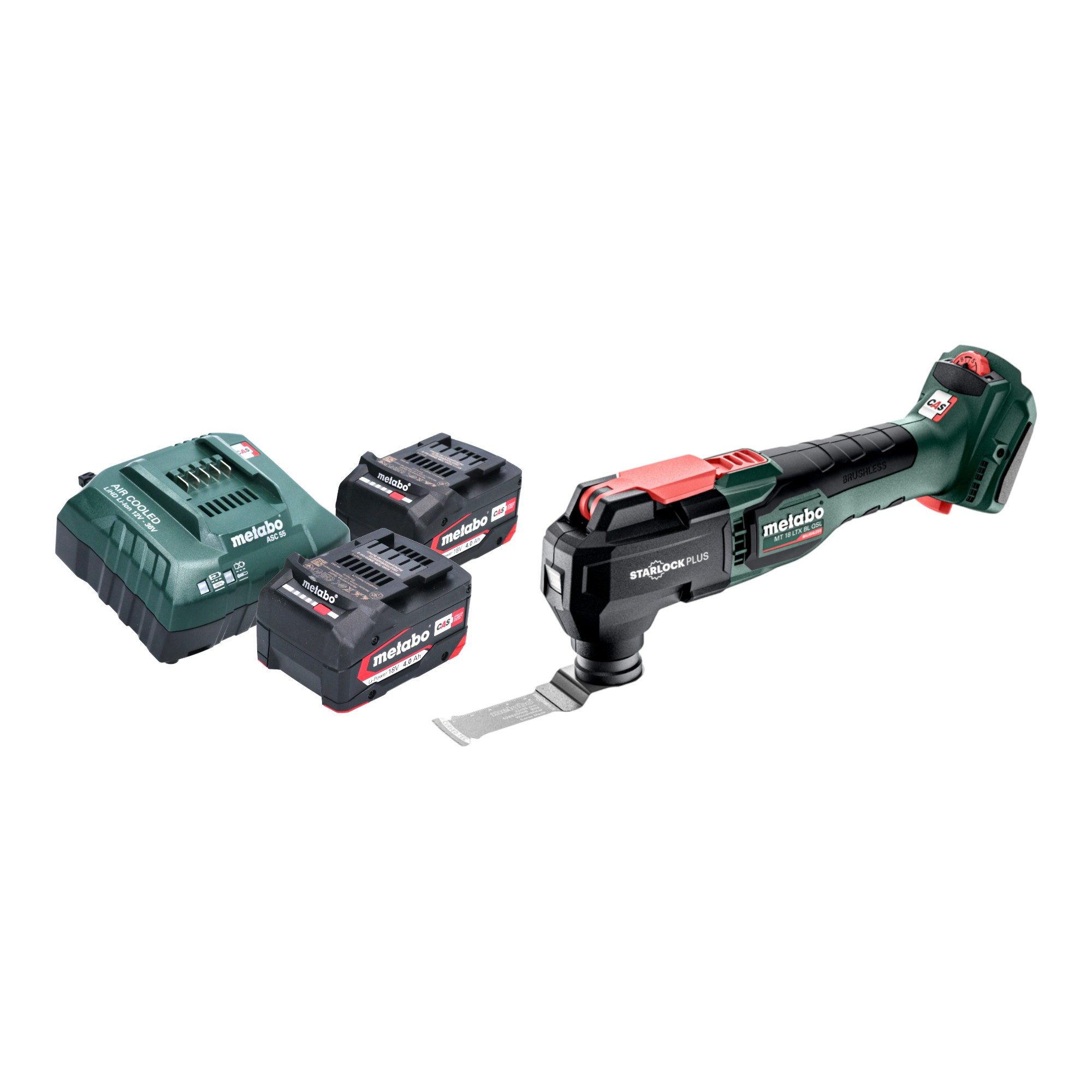 metabo Akku-Multifunktionswerkzeug MT 18 LTX BL QSL 18 V Brushless Starlock Plus + 2x Akku 4,0 Ah + Lader