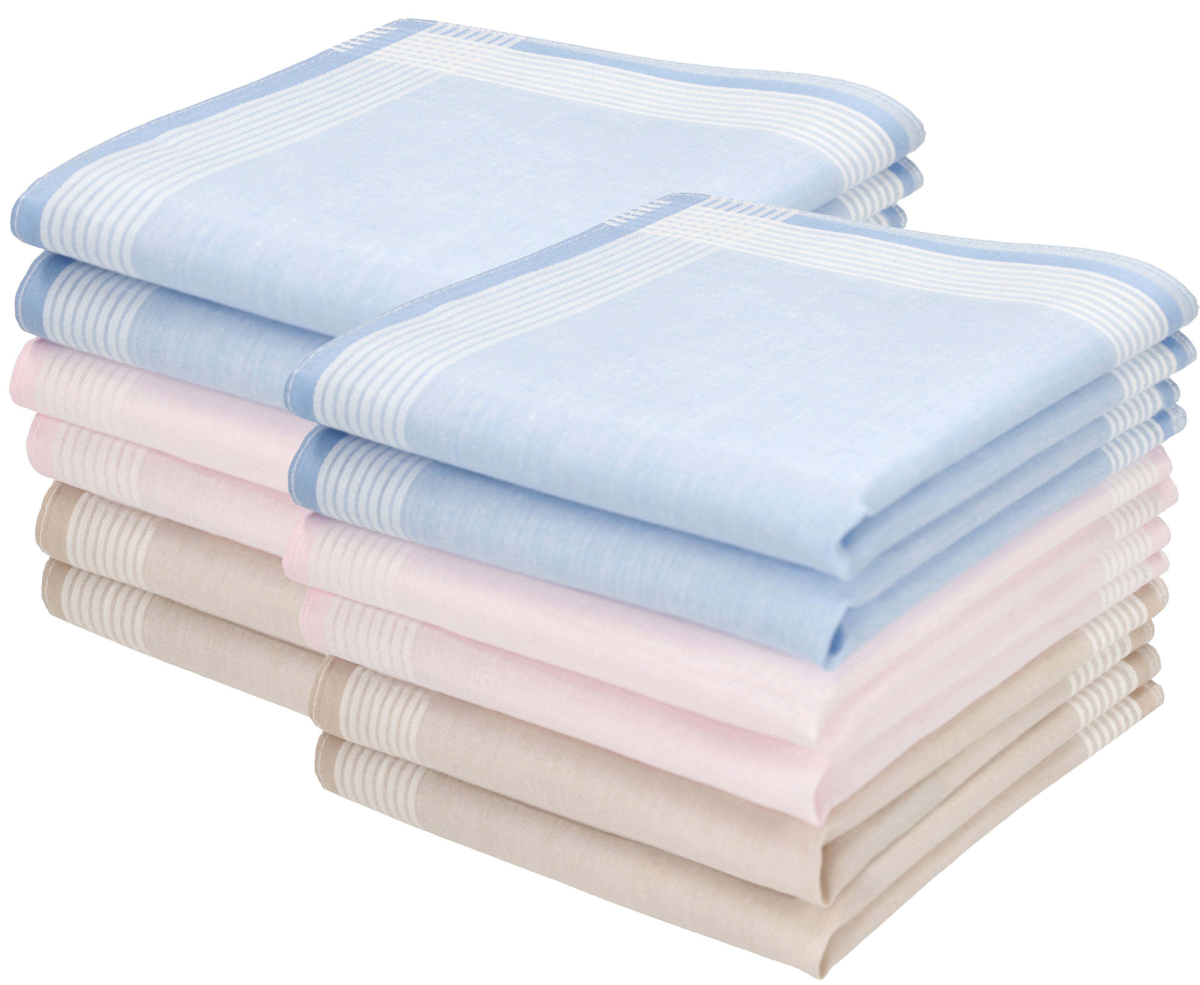 Betz Taschentuch 12er Damen Stoff Taschentücher Set Emma Größe ca. 28x28 cm, (12 Teile, 12-St. 12 Taschentücher) – Bild 2 von 5