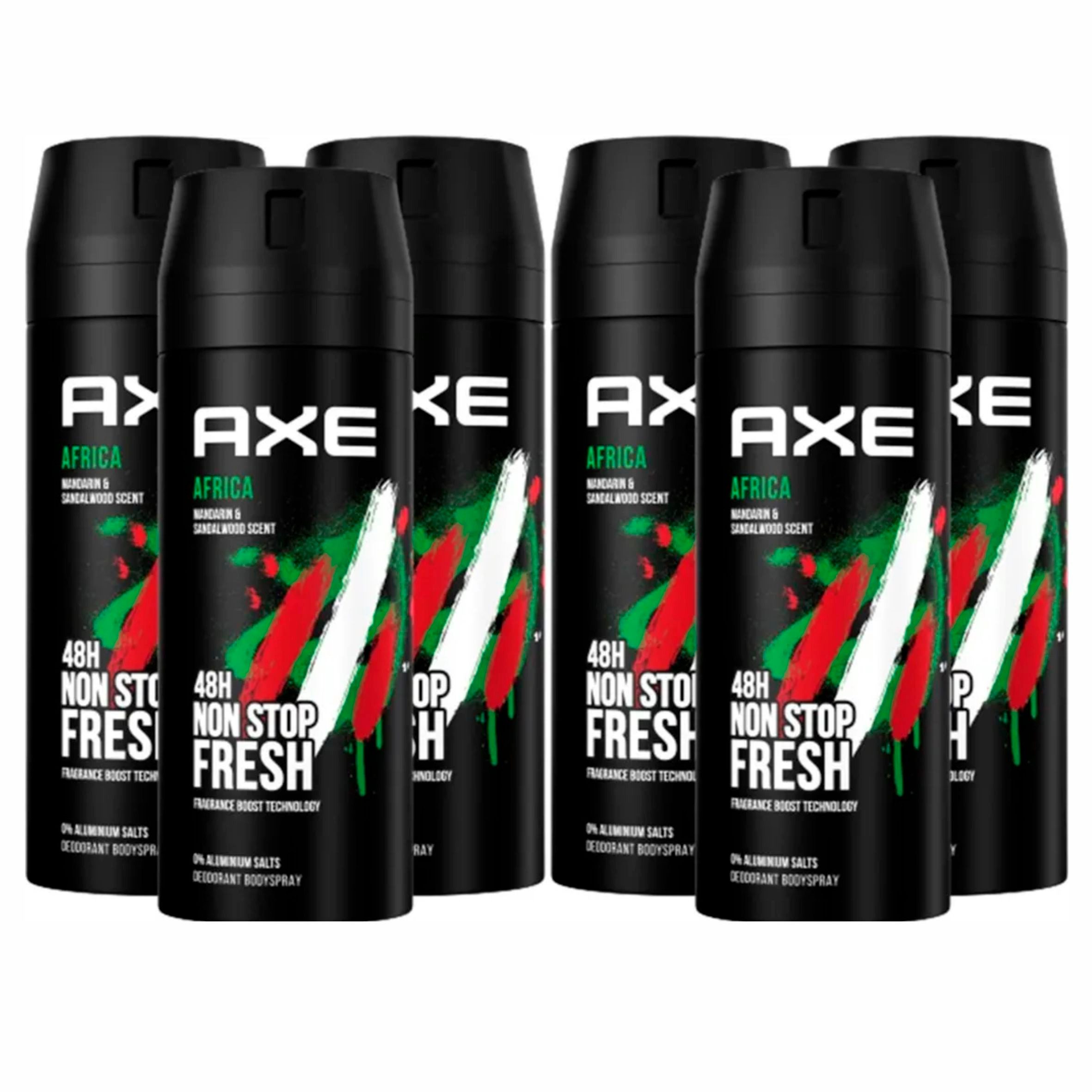 axe Deo-Spray 6 x Axe Men Deodorant / Bodyspray "Africa" - 150 ml, 6-tlg., bekämpft geruchsbildende Bakterien und unangenehme Gerüche