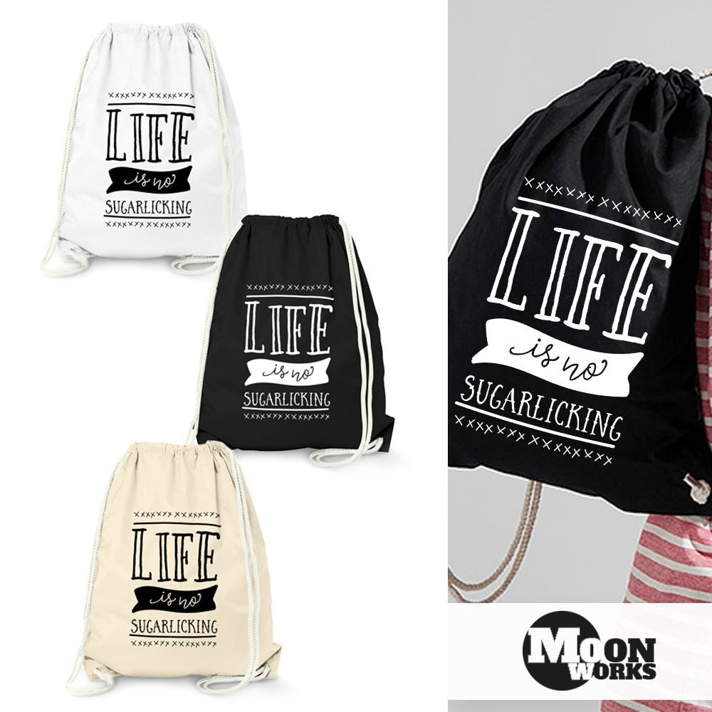MoonWorks Turnbeutel Turnbeutel Life is no sugarlicking Sprüche Spruch Jutebeutel Moonworks