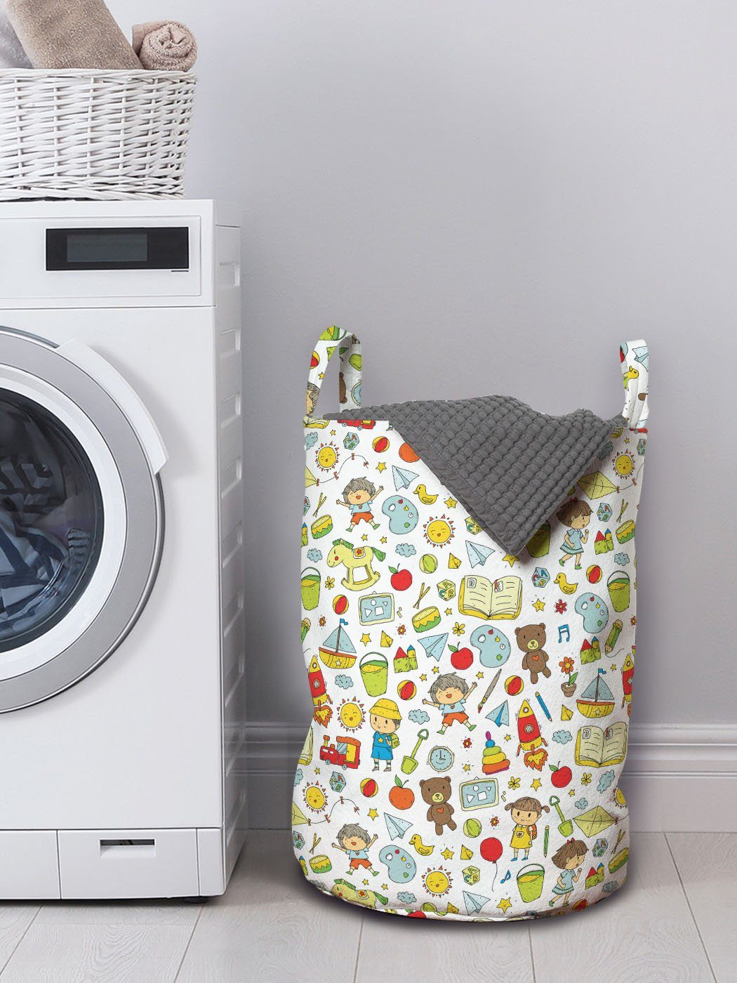 Griffen Pre-School-Konzept Wäschekorb mit Abakuhaus Kordelzugverschluss Wäschesäckchen Abenteuer für Waschsalons,