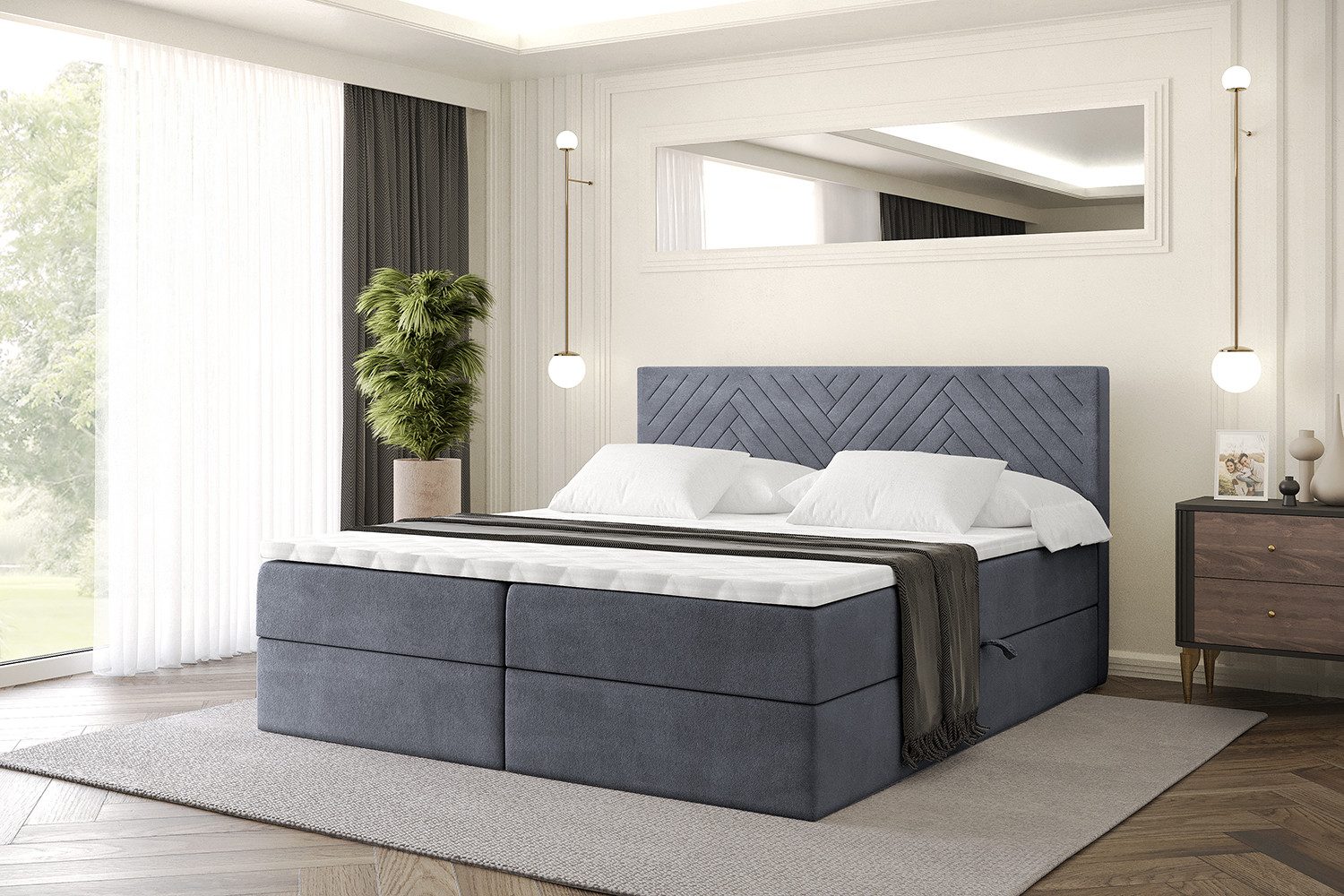 ALTDECOR Boxbett VEXA (Multipocket-Matratze H4, H3 Matratze Bonellfederung, Topper, Kopfteil)
