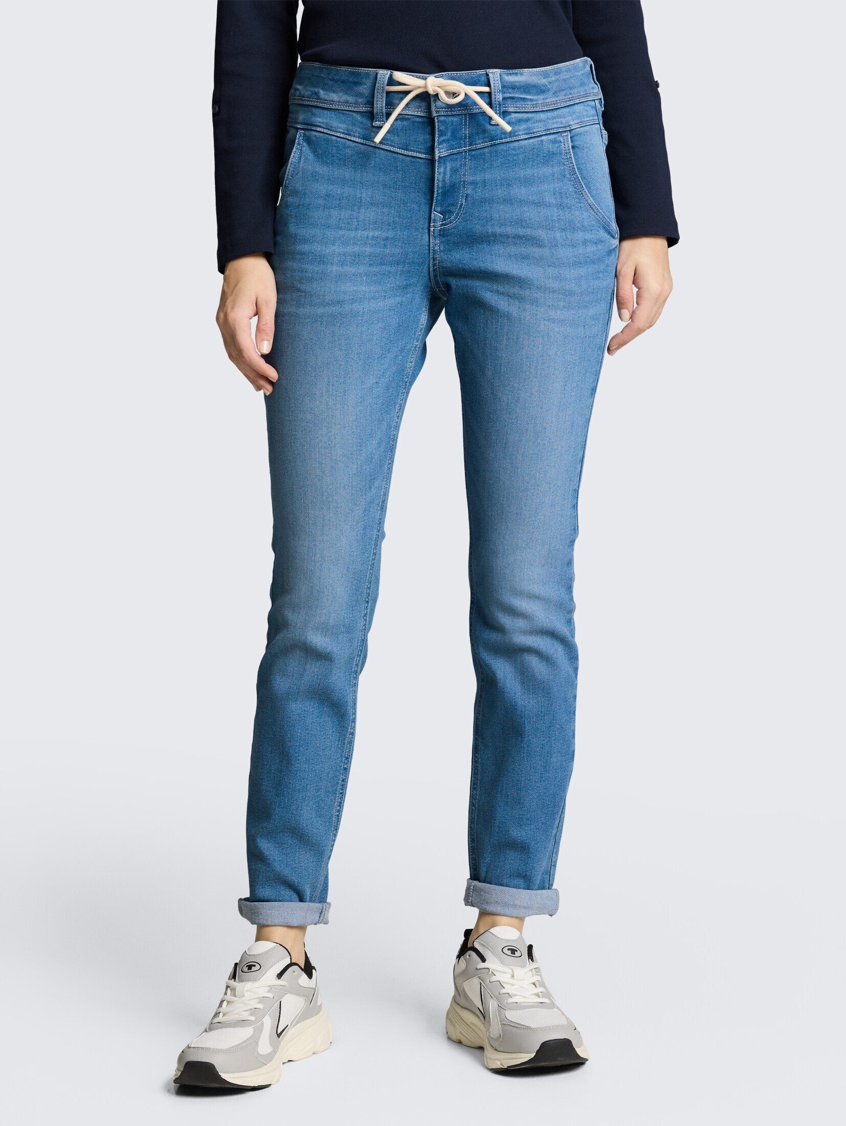 TOM TAILOR Tapered-fit-Jeans Jeanshosen TTMAYA TAPERED Stretch Jeans mit Kordelzug. Reduzierter Preis € 45,49. Unverbindliche Preisempfehlung € 69,99