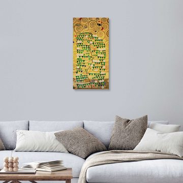 Posterlounge Holzbild Gustav Klimt, Der Lebensbaum (Der Rosenstrauch), Wohnzimmer Malerei