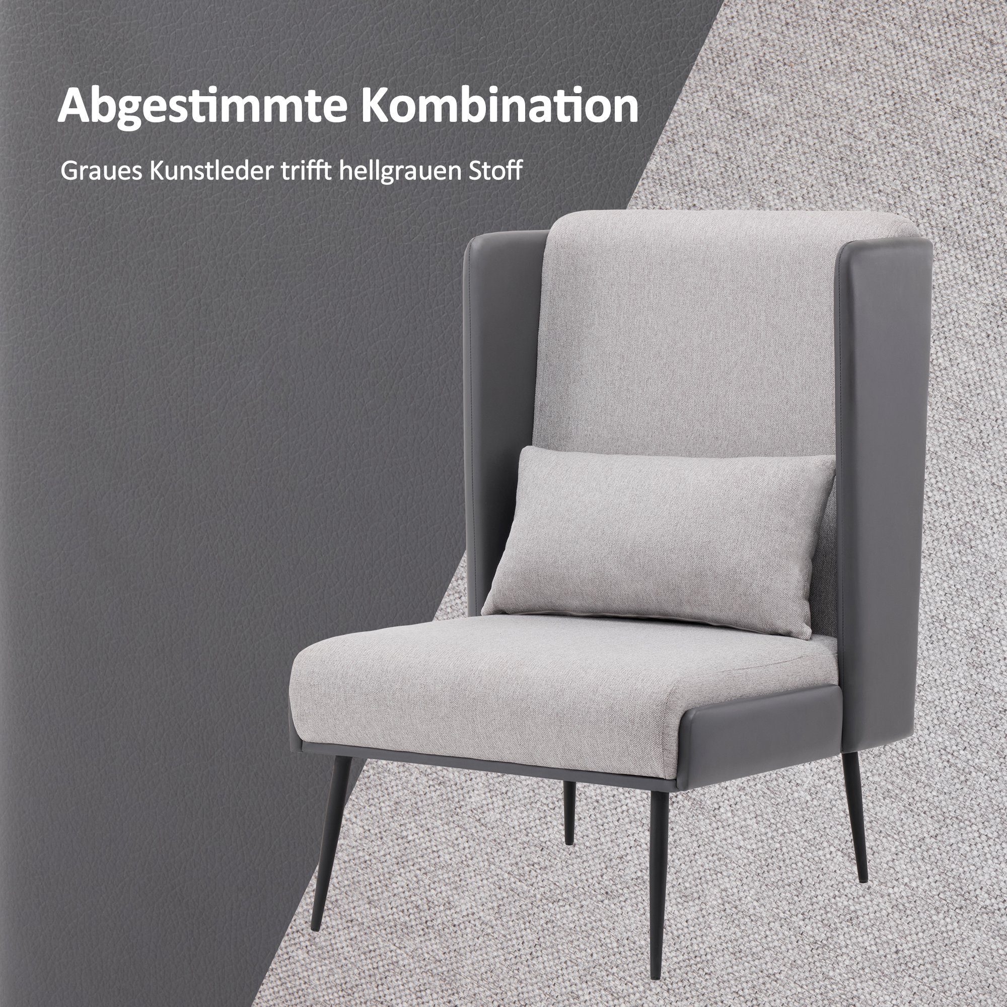 MCombo Ohrensessel M MCombo Ohrensessel mit Hocker 4707, Stoff/Kunstleder