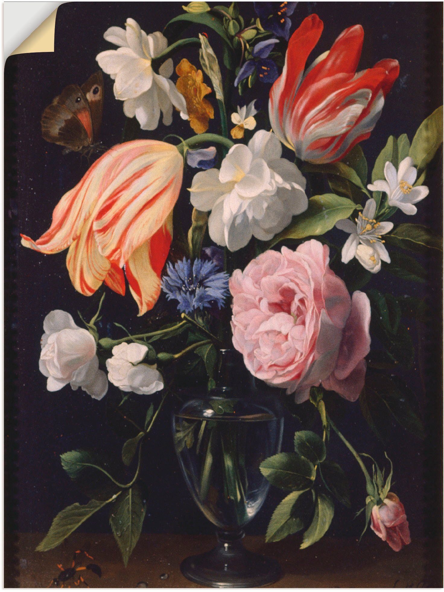 Artland Wandbild Vase mit Blumen. 1637, Blumen (1 St), als Leinwandbild, Wandaufkleber oder Poster in versch. Größen
