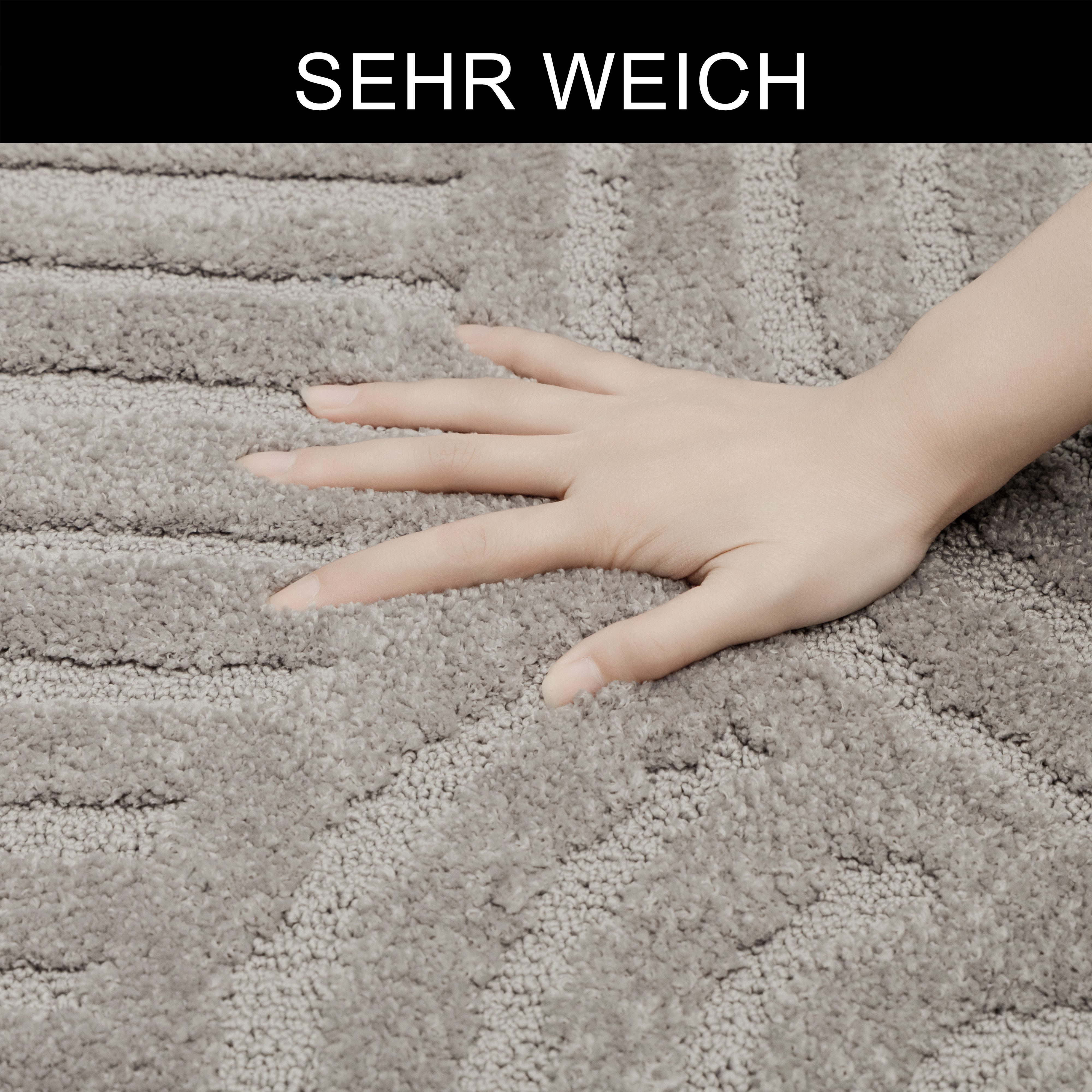 OTTO home Badematte Regona Scandi, Badvorleger, Badezimmer Teppich, Duschvorleger, Höhe 10 mm, rutschhemmend beschichtet, strapazierfähig, Polyester, halbrund,  – Bild 3 von 5
