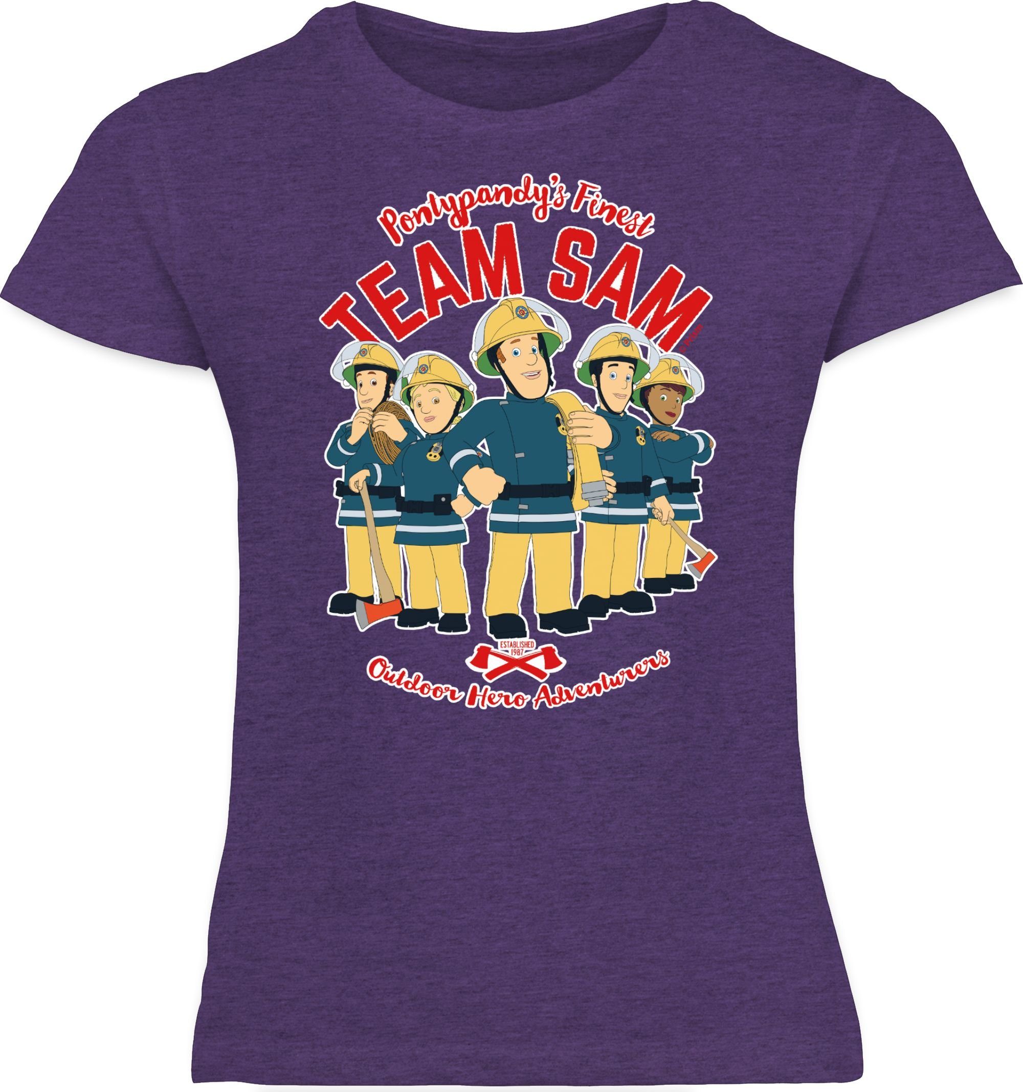 Shirtracer T-Shirt Team Sam Feuerwehrmann 2 Sam Mädchen Meliert Lila
