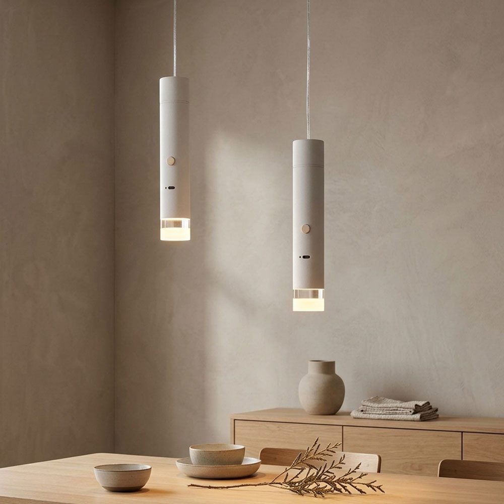 GLOBO LIGHTING LED Pendelleuchte, Leuchtmittel inklusive, Warmweiß, 2x LED Pendelleuchte Hängelampe Wohnzimmerlampe Taschenlampe Dimmer