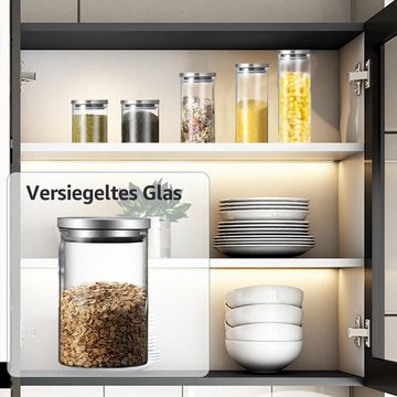 MULISOFT Vorratsdose Vorratsgläser mit Deckel, robustes Borosilikatglas, stapelbare, Glas, (3er-set Vorratsdosen), BPA-frei, Struktur und Ordnung in der Küche, lange Lebensmittelfrische