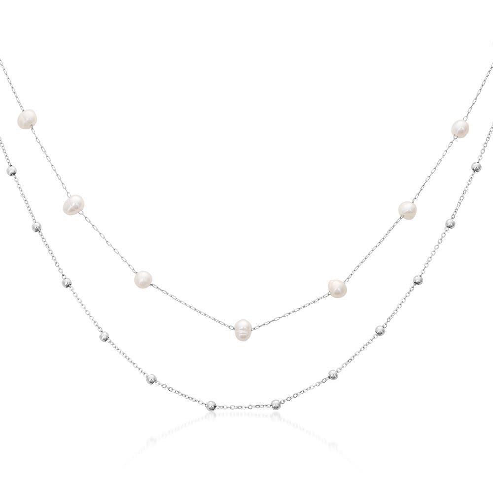 JEWLIX Edelstahlkette Layerdesign mit Süßwasserperlen und Edelstahlperlen i günstig online kaufen