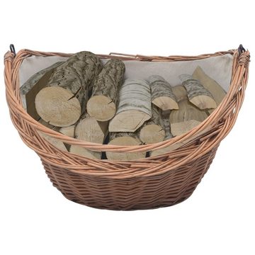 vidaXL Kaminholzregal Holzkorb mit Tragegriff 60 x 44 x 55 cm Natur Weide, BxTxH:60x44x55 cm