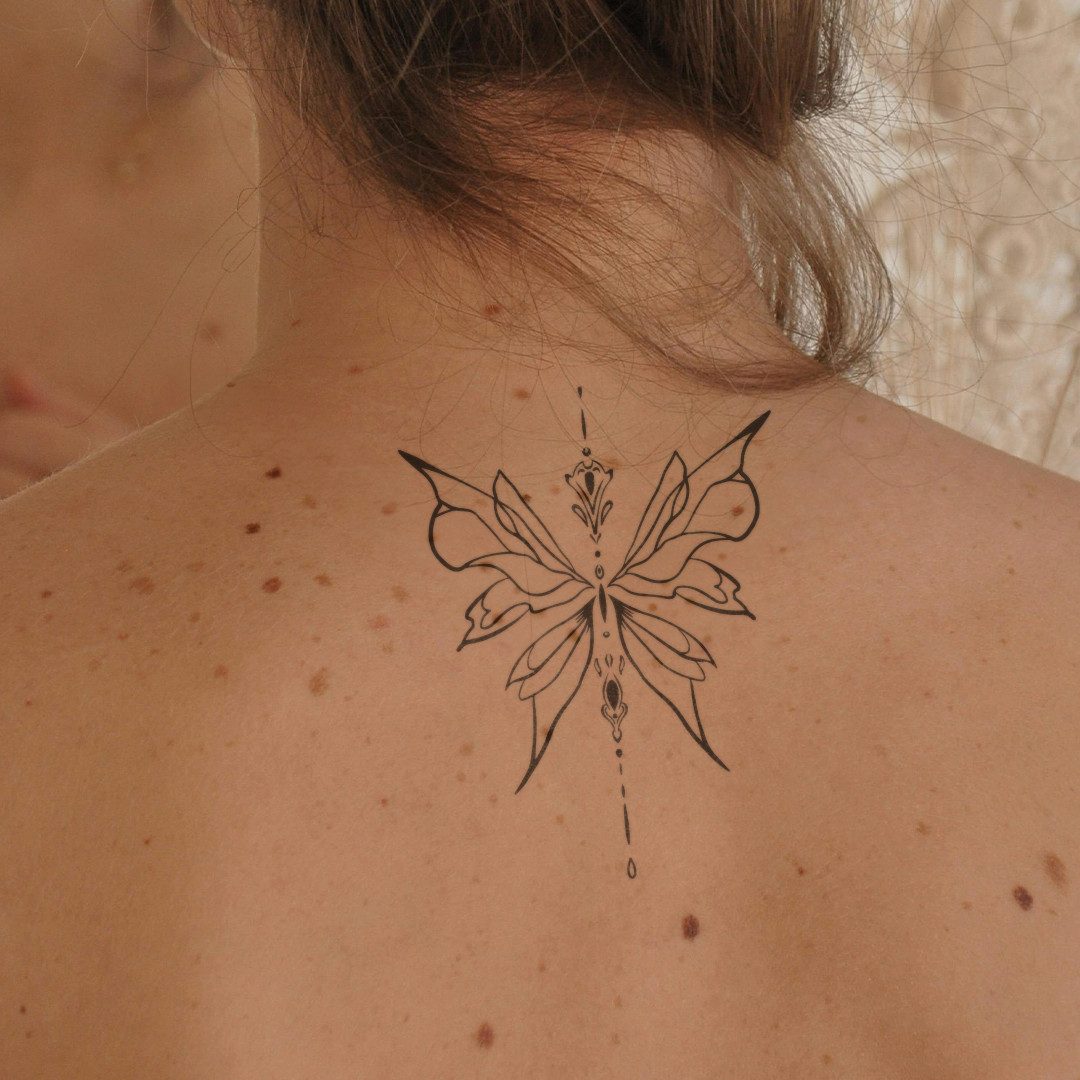 Inkster Schmuck-Tattoo Geometrische Flügel Tattoo, wasserfestes temporäres Tattoo, 2 Wochen Halt