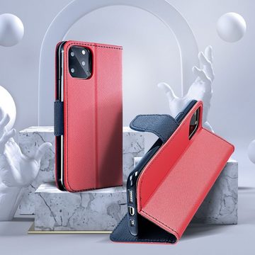 cofi1453 Handyhülle Hülle für Xiaomi Redmi Note 11 / 11s Rot-Blau 6,43 Zoll, Schutzhülle Handy Wallet Case Cover mit Kartenfächern, Standfunktion