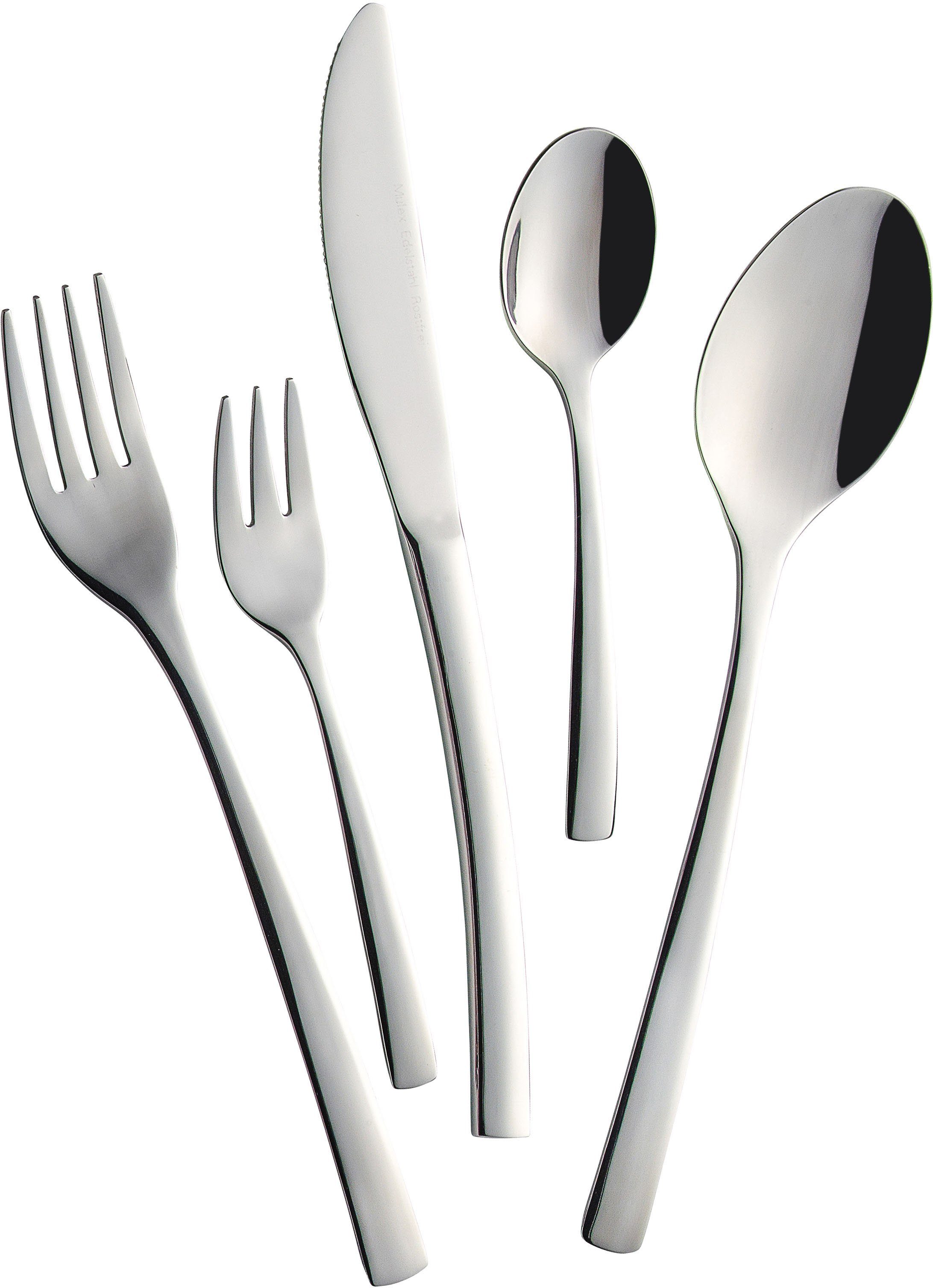 Mulex Besteck-Set Vermont (30-tlg), 6 Personen, Chromnickelstahl 18/10, chlichtes Design, stimmige Proportionen