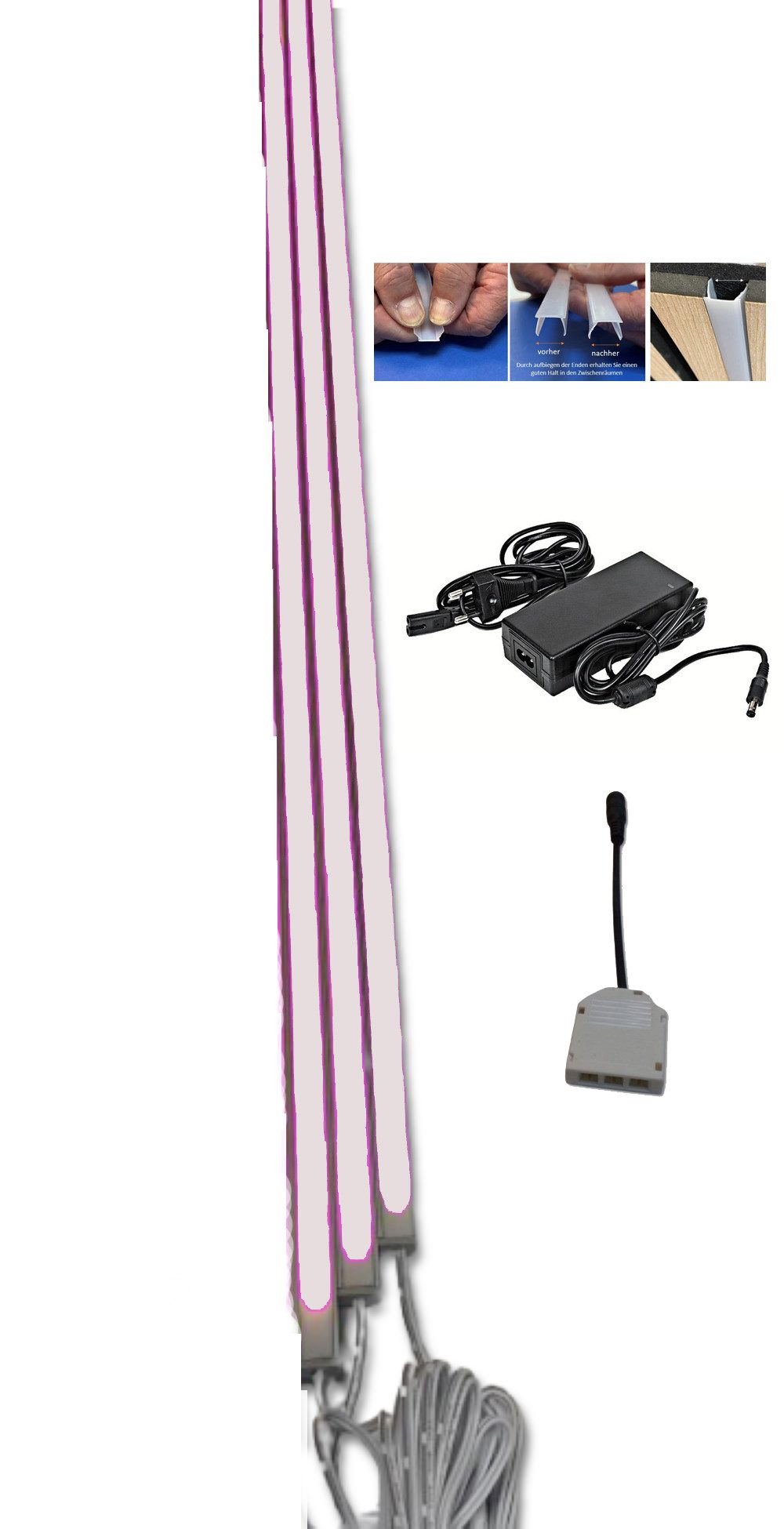 XENON LED Dekolicht 3581 LED Leuchte ALU-UP Akustik-Holz-Paneele 3x1m Netzteil Neutralweiß, Xenon / Neutral Weiß