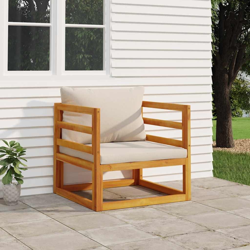 vidaXL Sofaelement Gartensessel mit Hellgrauen Kissen Massivholz (1 St)