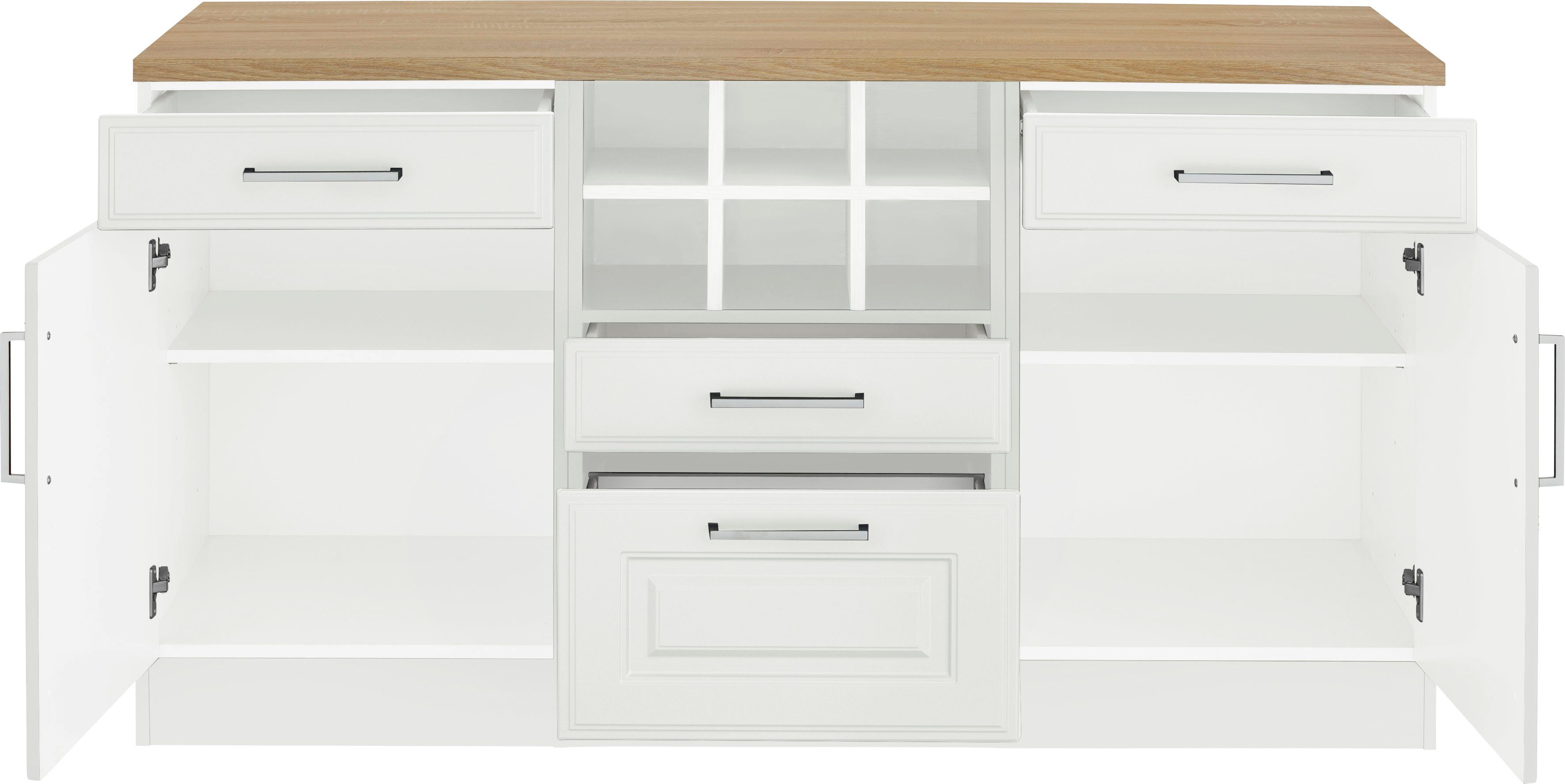 KOCHSTATION Unterschrank KS-Stockholm 150 cm breit, hochwertige MDF-Fronten mit Fräsung, viel Stauraum – Bild 4 von 5