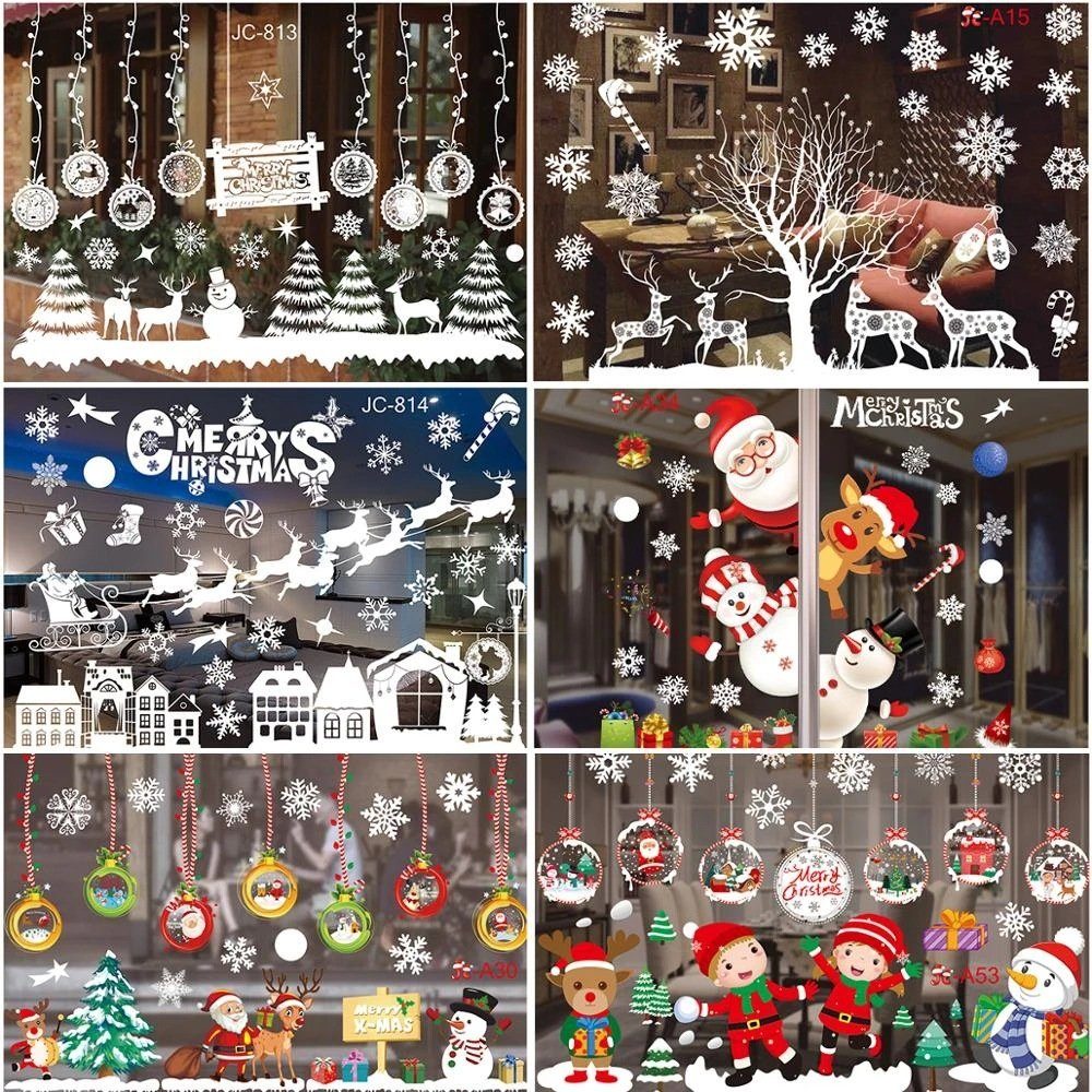 Coonoor Fenstersticker Fensterbilder Weihnachten Selbstklebend, Weihnachtsdeko Fenster, Groß Fensterbild Winter für Glas Tür Fensterdeko Weihnachten Deko