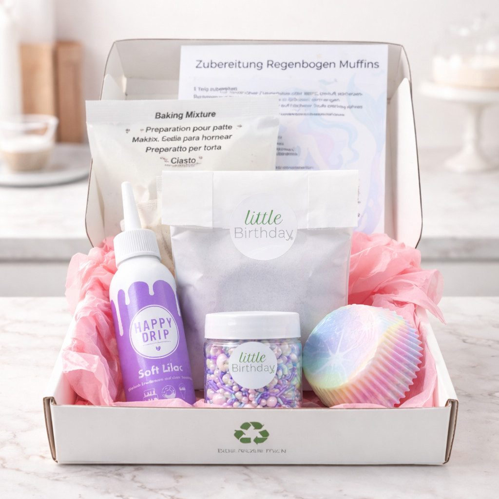 little Birthday Muffinform Back Box Meerjungfrau mit Backmischung, Schokoglasur und Streusel