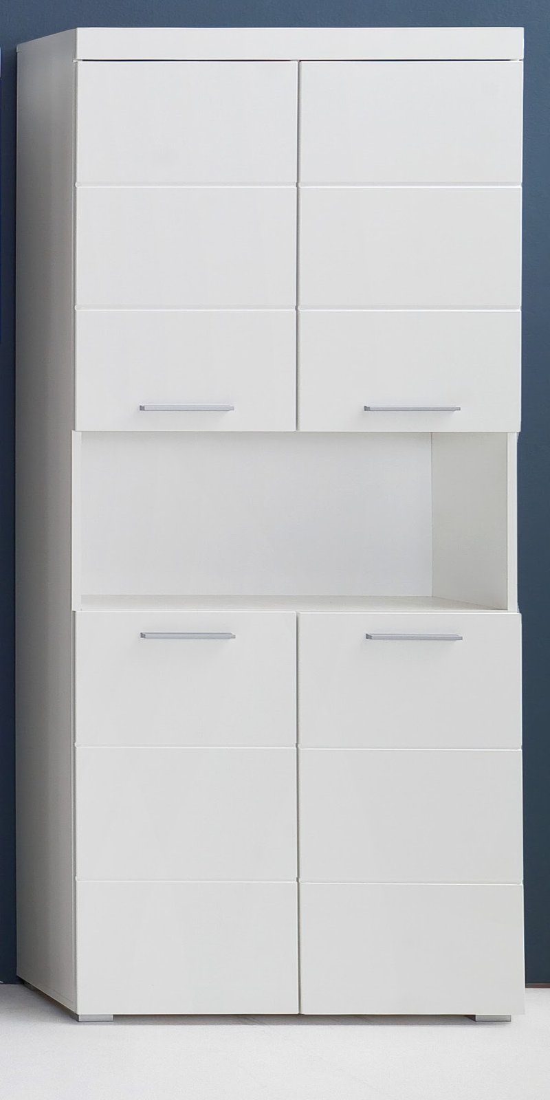 trendteam Hochschrank Amanda (Badschrank / Mehrzweckschrank in weiß, 4-türig) 8 Fächer