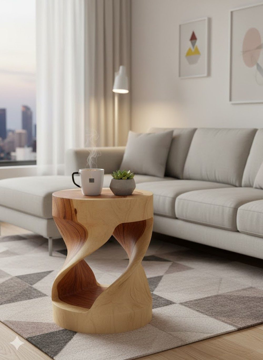 Xlmoebel Beistelltisch Stilvoller Holz-Tisch in Beige für Ihr Zuhause (Einzeltisch, 1-St., 1x Beistelltisch), Made in Europa