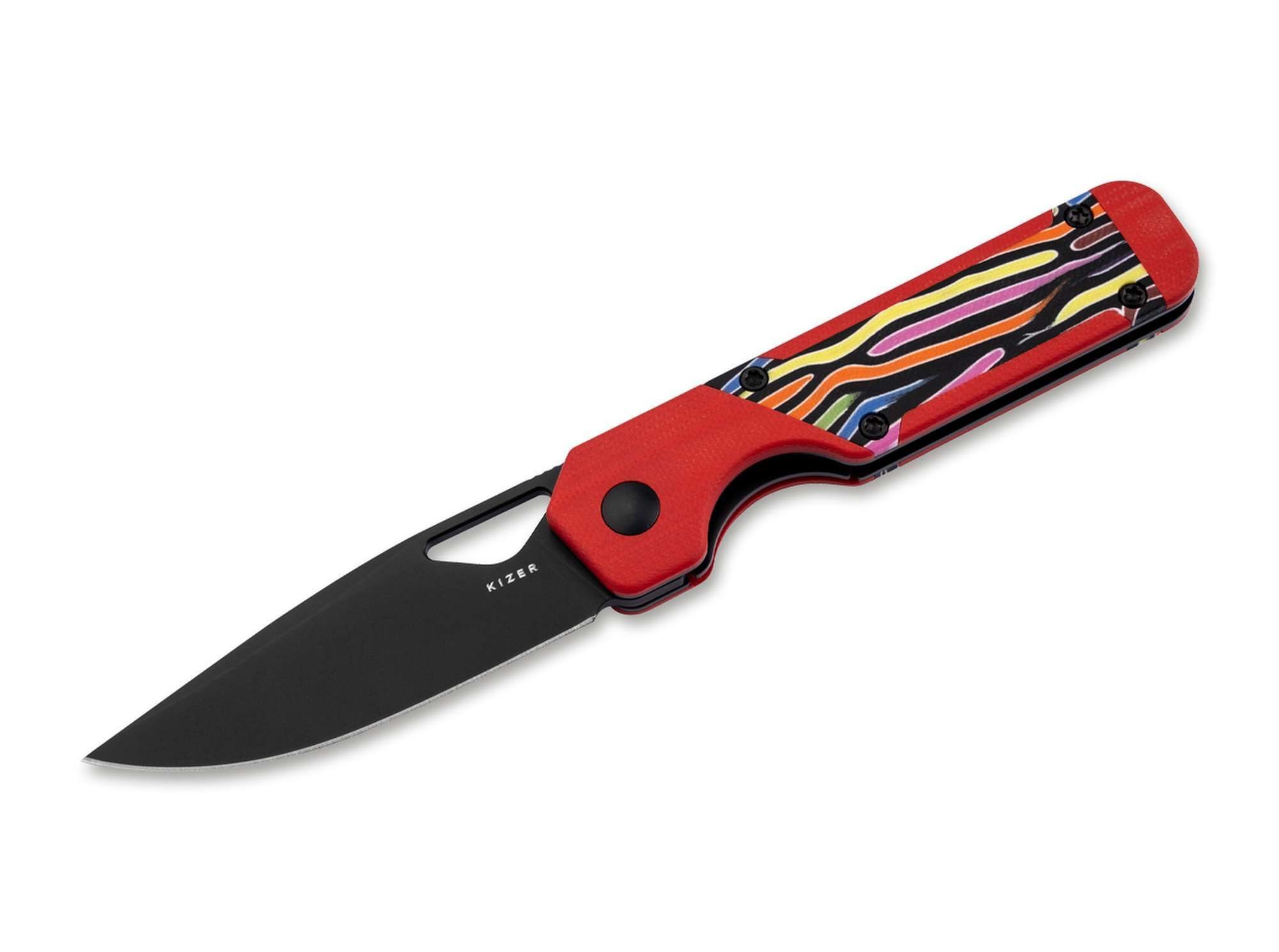 Kizer Taschenmesser Kizer Mini Militaw G10 Red Party Streamers