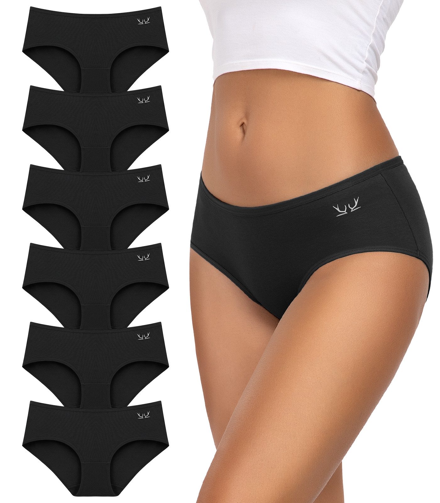 TANSTC Hipster Unterhosen Damen Baumwolle Slips Bequeme Unterwäsche Frauen (Packung, 6-St., 6er-Pack) atmungsaktiv, elastisch, hautfreundlich, nicht umrollender Bund