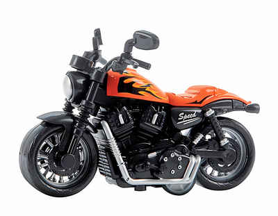 Toi-Toys Spielzeug-Motorrad MOTORRAD Chopper mit Rückzug 9cm Modell Motorcycle 05 (Orange), Bike Spielzeug Kinder