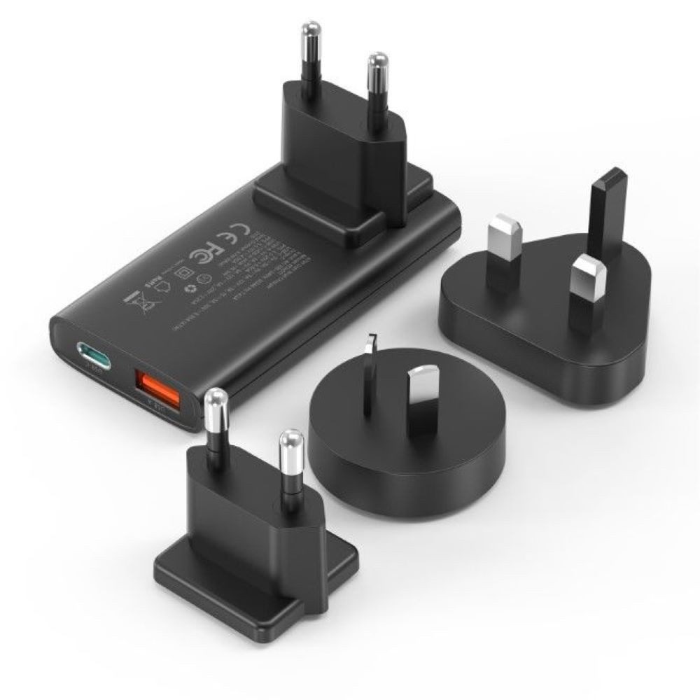 Choetech Schnellladegerät + Länderadapter, USB-C + USB-A Output 45W + 10.5W Schnelllade-Gerät