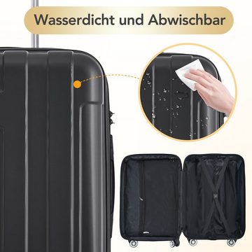 BlingBin Handgepäckkoffer Hartschalen-Handgepäck Universalrad Doppelrad mit Bremsen Schwarz L, 4 Rollen, ABS-Material Mit TSA-Schloss, L- 38*25*65 cm