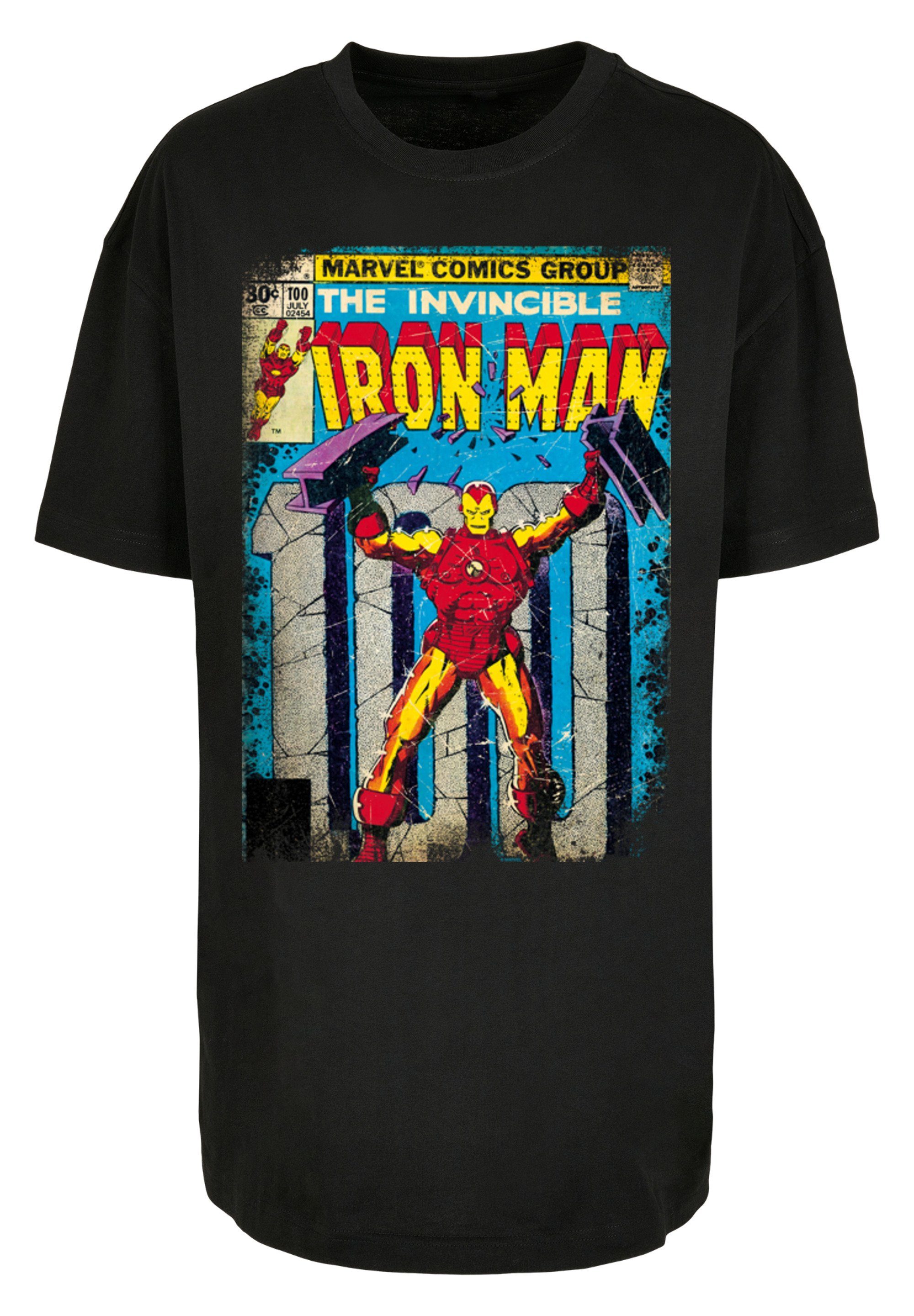 F4NT4STIC Kurzarmshirt Damen Marvel Iron Man Cover with Ladies Oversized Boyfriend Tee (1-tlg) black