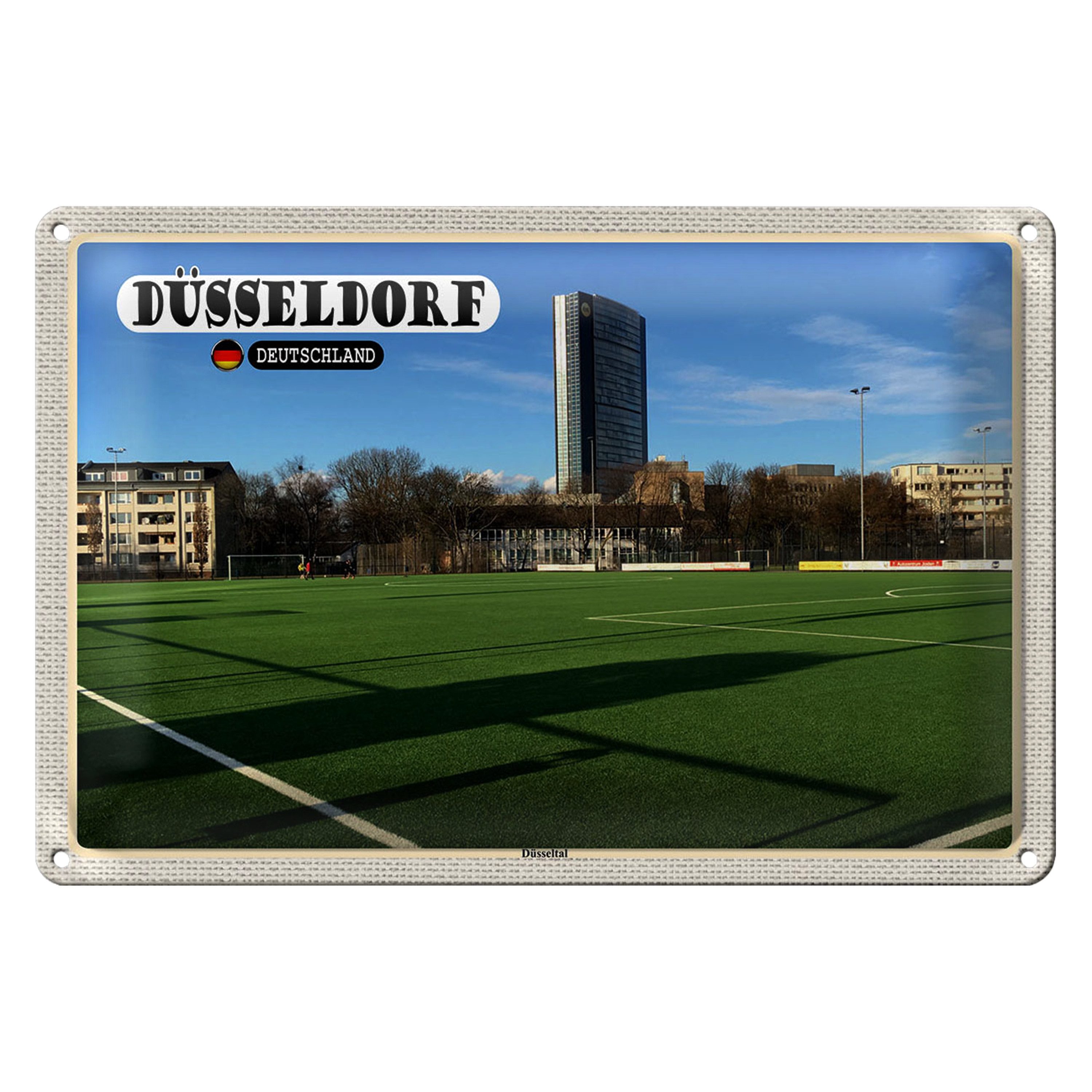 Roomando Metallschild Städte Düsseldorf Düsseltal Fußballplatz 18x12cm