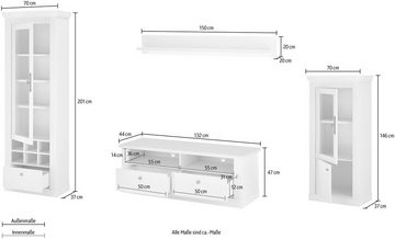 Home affaire Wohnwand RAVENNA, (4-St), im romantischen Landhausstil, Griffe aus Metall, Softclose-Funktion