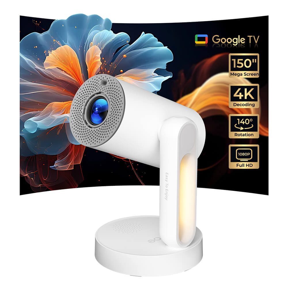 ETOE Starfish plus [Integriertes Google TV] Touch-Nachtlicht LCD-проектор (3000:1, 1920×1080 px, 140°-Drehung, automatische Trapezkorrektur, integriertes Chromecast)