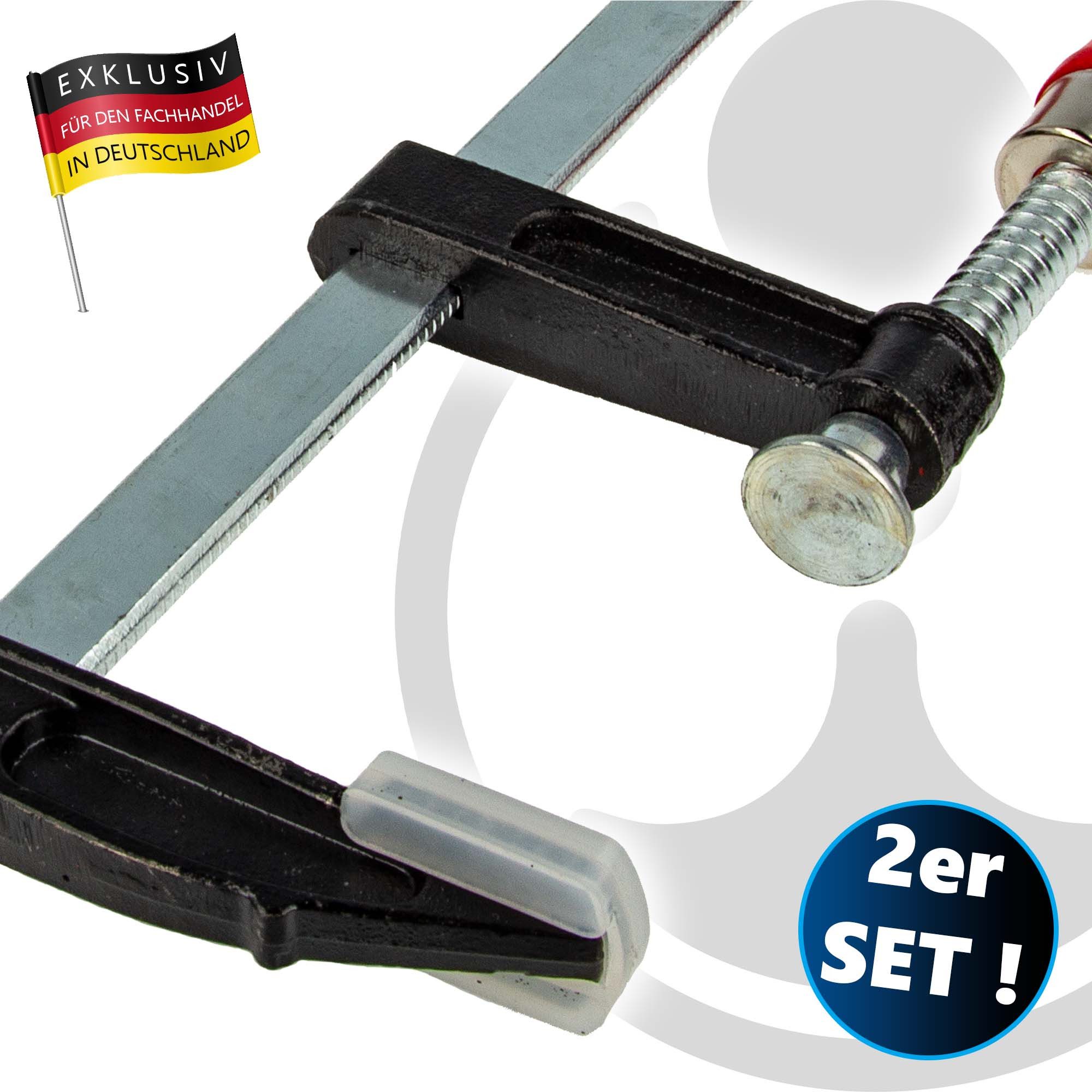 EUROTOOLS Schraubzwinge Schraubzwingen-Satz, 2-teilig, 50 mm x 300 mm, Doppelpack, Temperguss