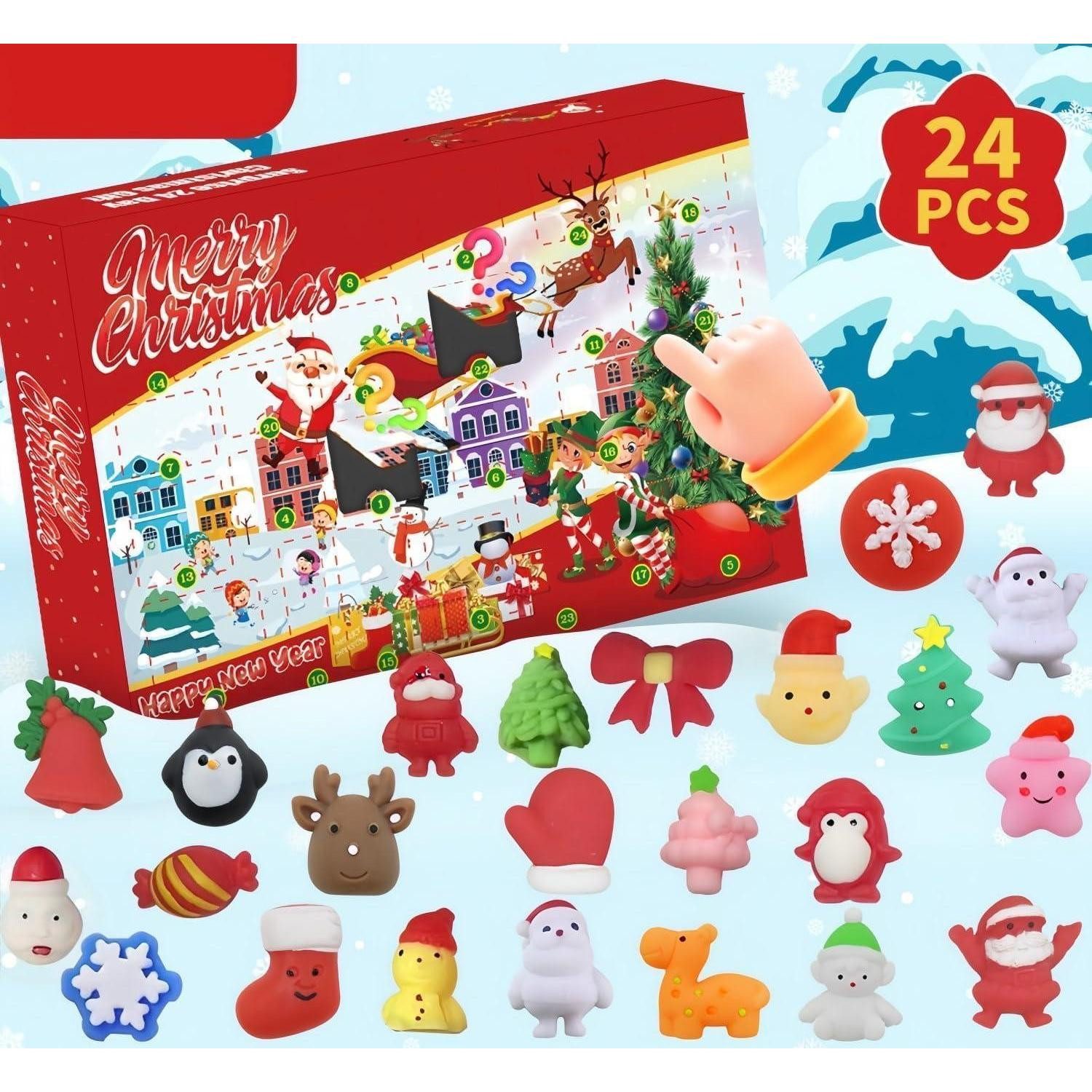 LuxusKollektion Spielzeug-Adventskalender Adventskalender 24 Mochi-Quetschspielzeuge für Kinder und Erwachsene