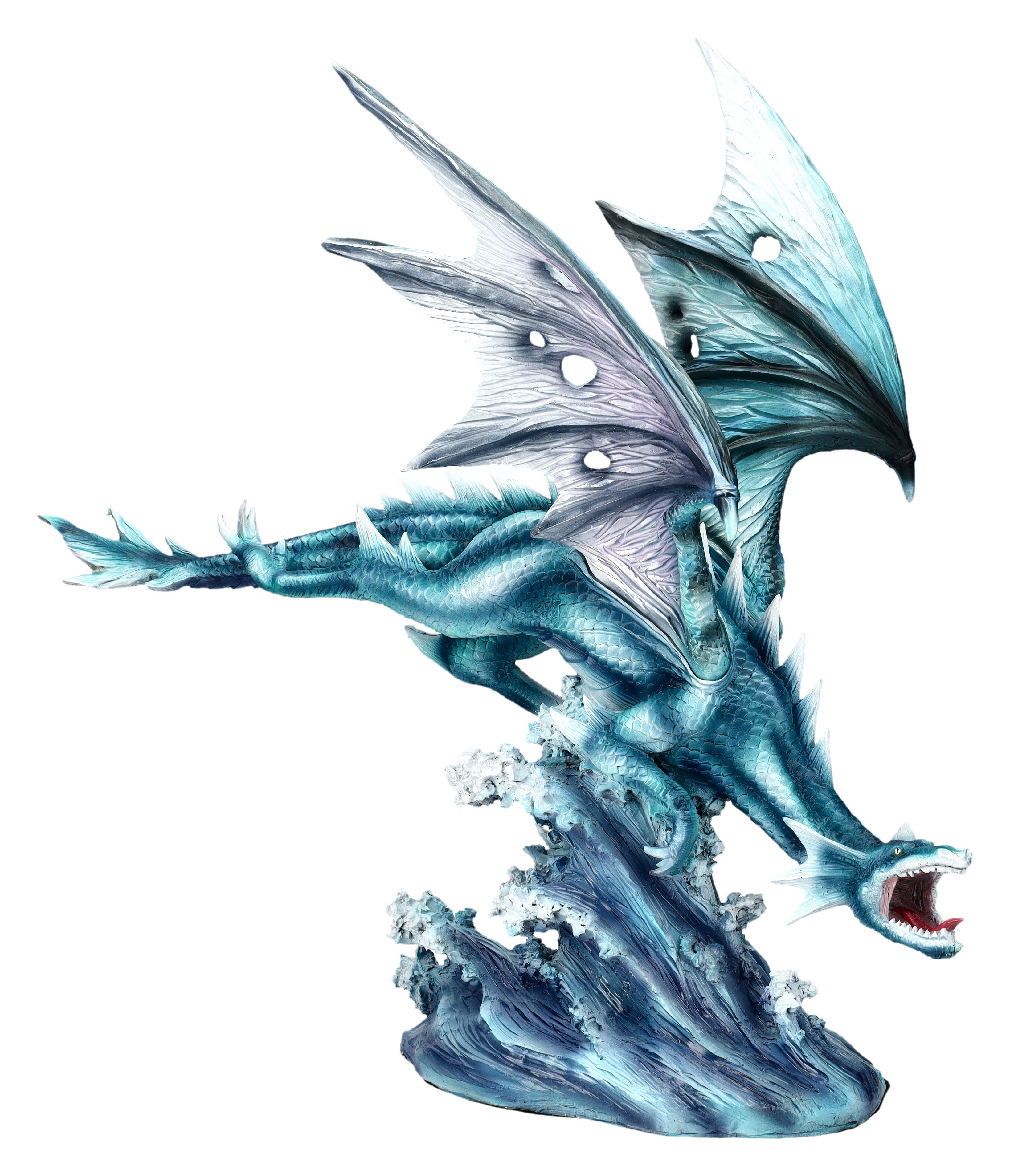 Figuren Shop GmbH Fantasy-Figur Drachen Figur - Großer Wasserdrache - Fantasy Dekofigur Dekoration