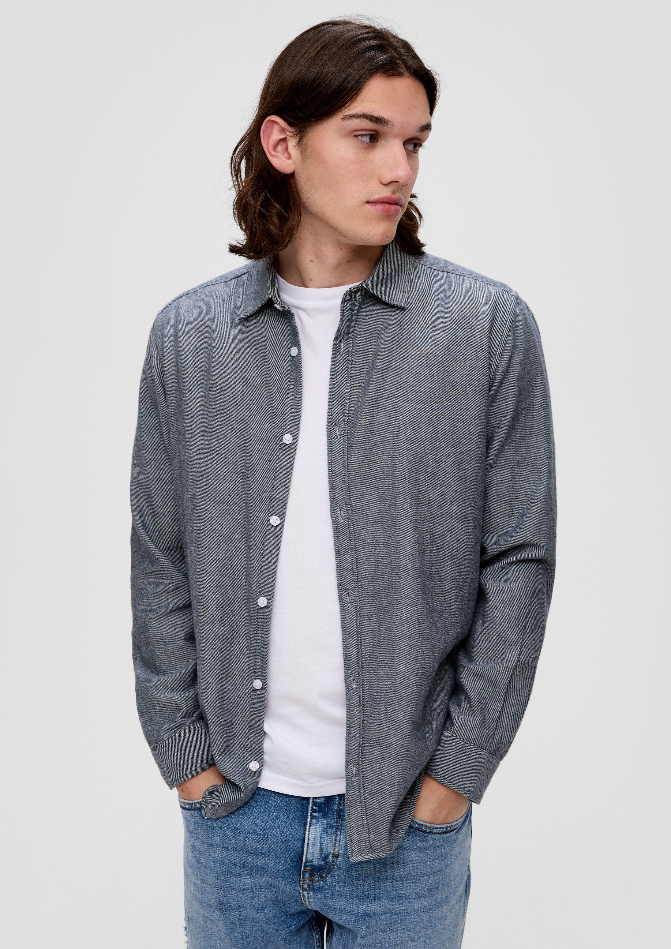 QS Langarmhemd Hemd Hemd aus Twill