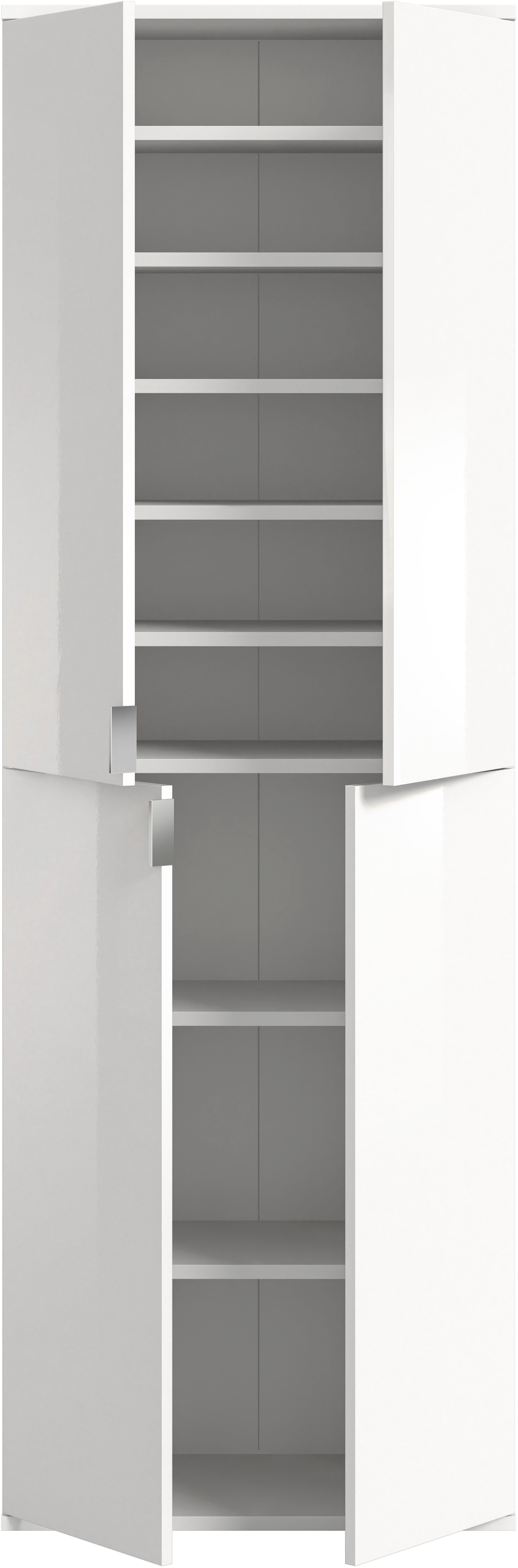 Home affaire Garderobenschrank TRONDHEIM, Höhe 193 cm, 4 Türen, 9 Fächer, 7 Einlegeböden (inkl. ausziehbarer Kleiderstange, in verschiedenen Farben erhältlich)  – Bild 4 von 5