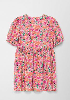 s.Oliver Minikleid Kleid in floralem Allover-Muster Raffung