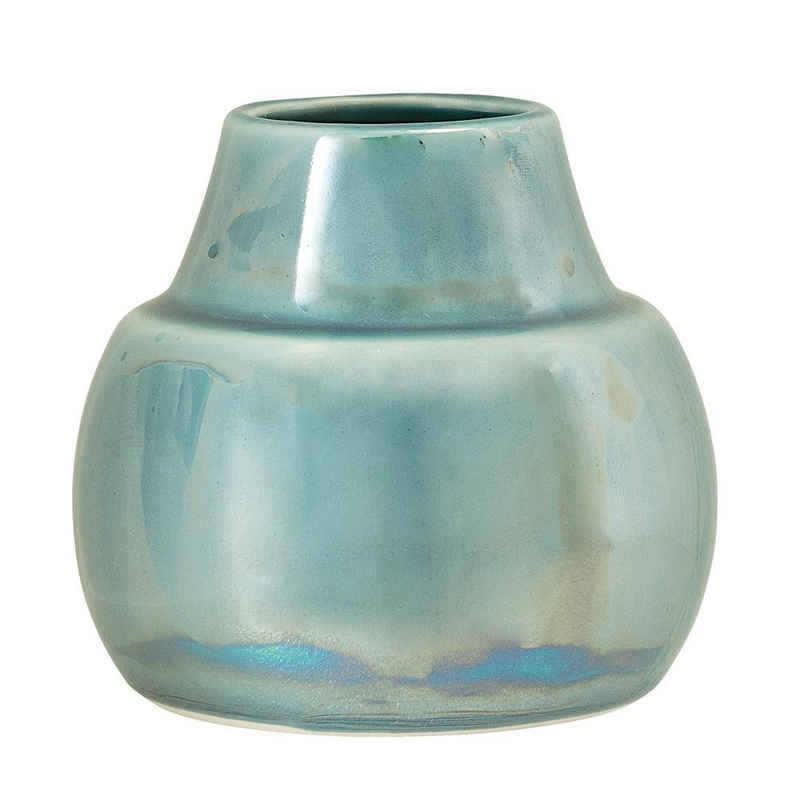 Bloomingville Dekovase Gytte Vase, Blue, Stoneware, Ø11cm x 10,5cm, aus Keramik, Blumenvase, handgefertigt, dänisches Design, blau
